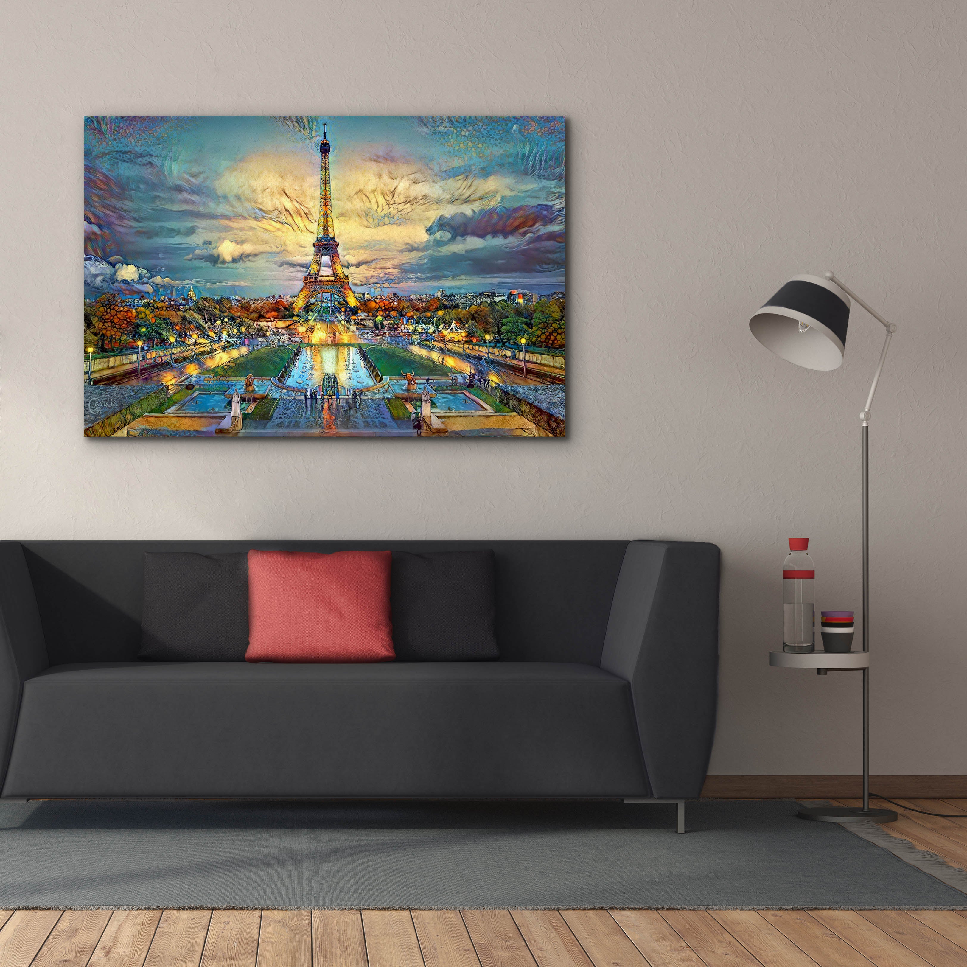 'Paris France Fontaines de Chaillot and Eiffel Tower seen from the Place du Trocadero' by Pedro Gavidia, Canvas Wall Art,60 x 40