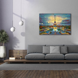 'Paris France Fontaines de Chaillot and Eiffel Tower seen from the Place du Trocadero' by Pedro Gavidia, Canvas Wall Art,60 x 40