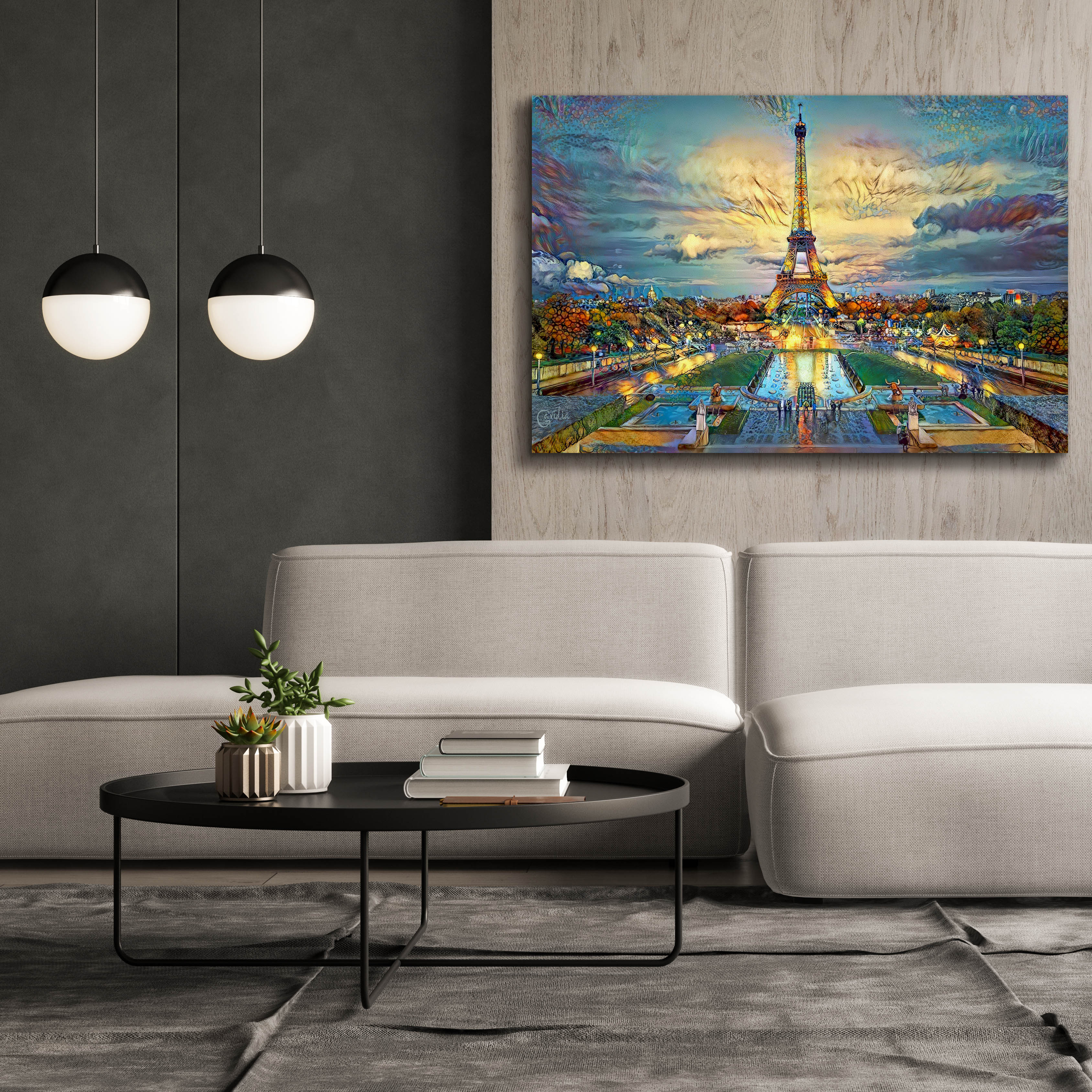 'Paris France Fontaines de Chaillot and Eiffel Tower seen from the Place du Trocadero' by Pedro Gavidia, Canvas Wall Art,60 x 40