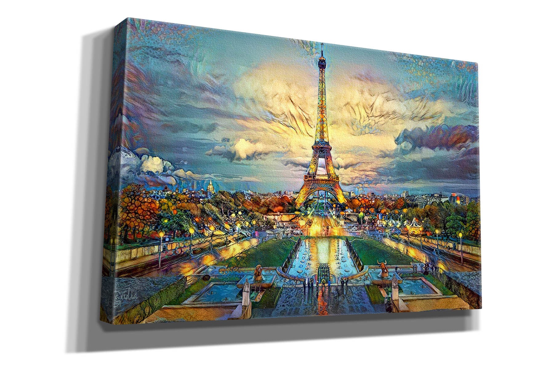 'Paris France Fontaines de Chaillot and Eiffel Tower seen from the Place du Trocadero' by Pedro Gavidia, Canvas Wall Art