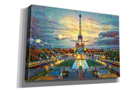 Image of 'Paris France Fontaines de Chaillot and Eiffel Tower seen from the Place du Trocadero' by Pedro Gavidia, Canvas Wall Art