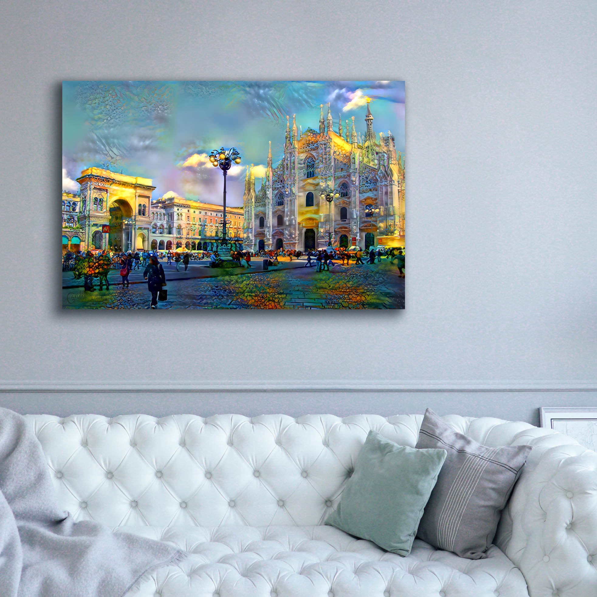 'Milan Italy Piazza del Duomo' by Pedro Gavidia, Canvas Wall Art,60 x 40