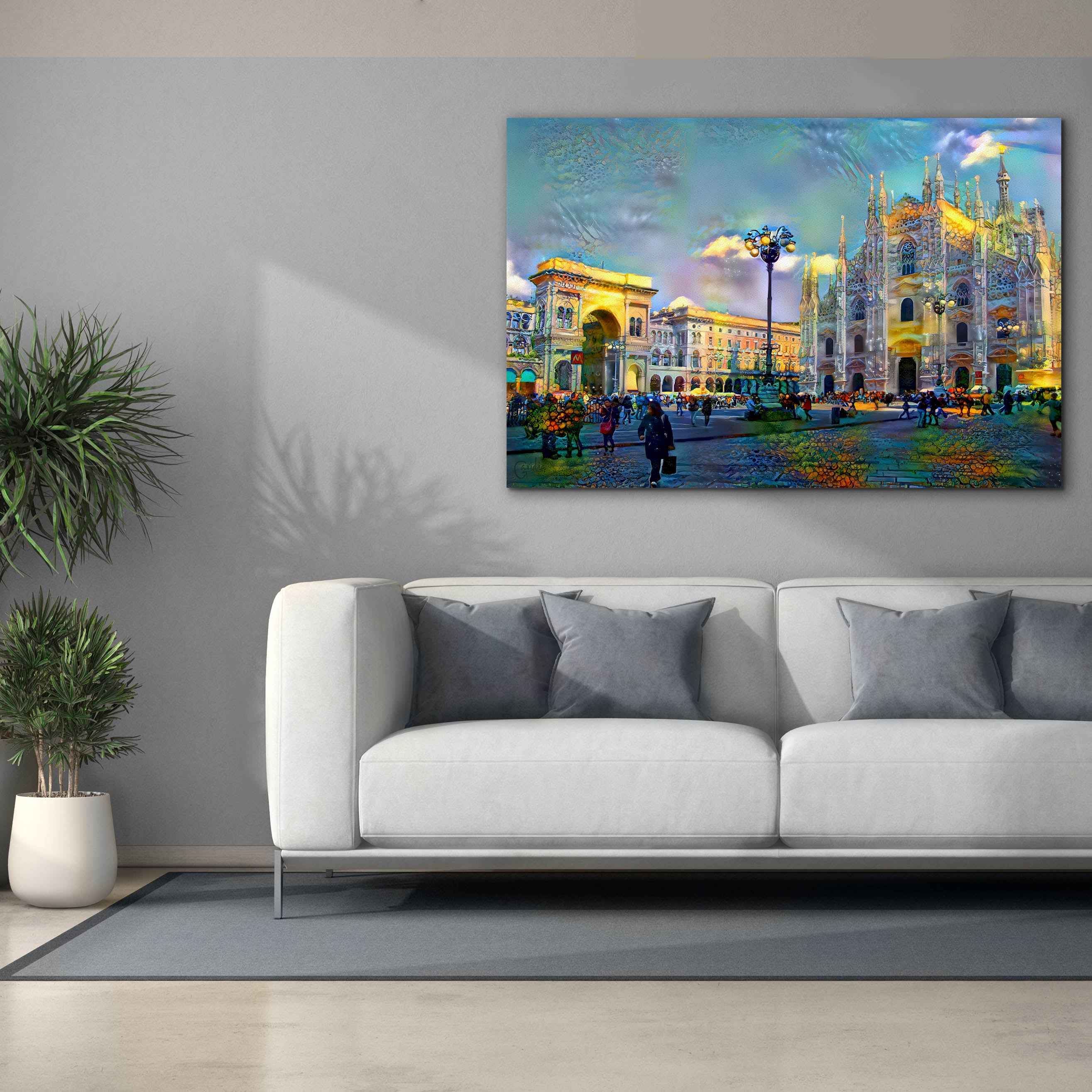 'Milan Italy Piazza del Duomo' by Pedro Gavidia, Canvas Wall Art,60 x 40
