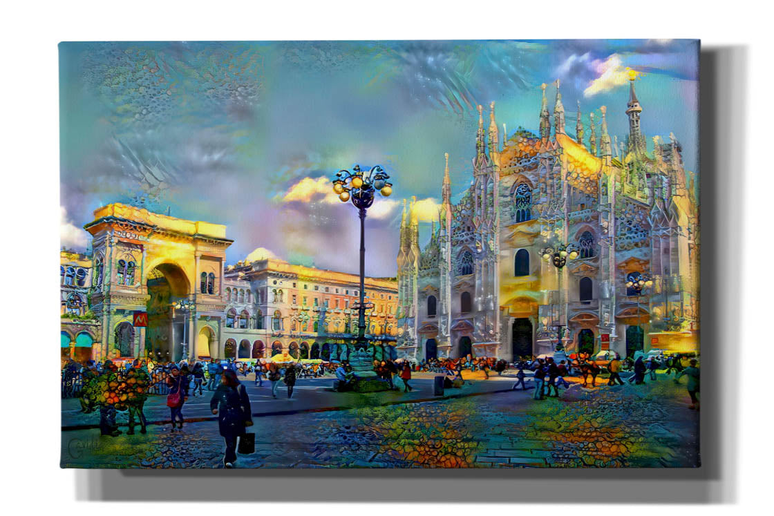 'Milan Italy Piazza del Duomo' by Pedro Gavidia, Canvas Wall Art