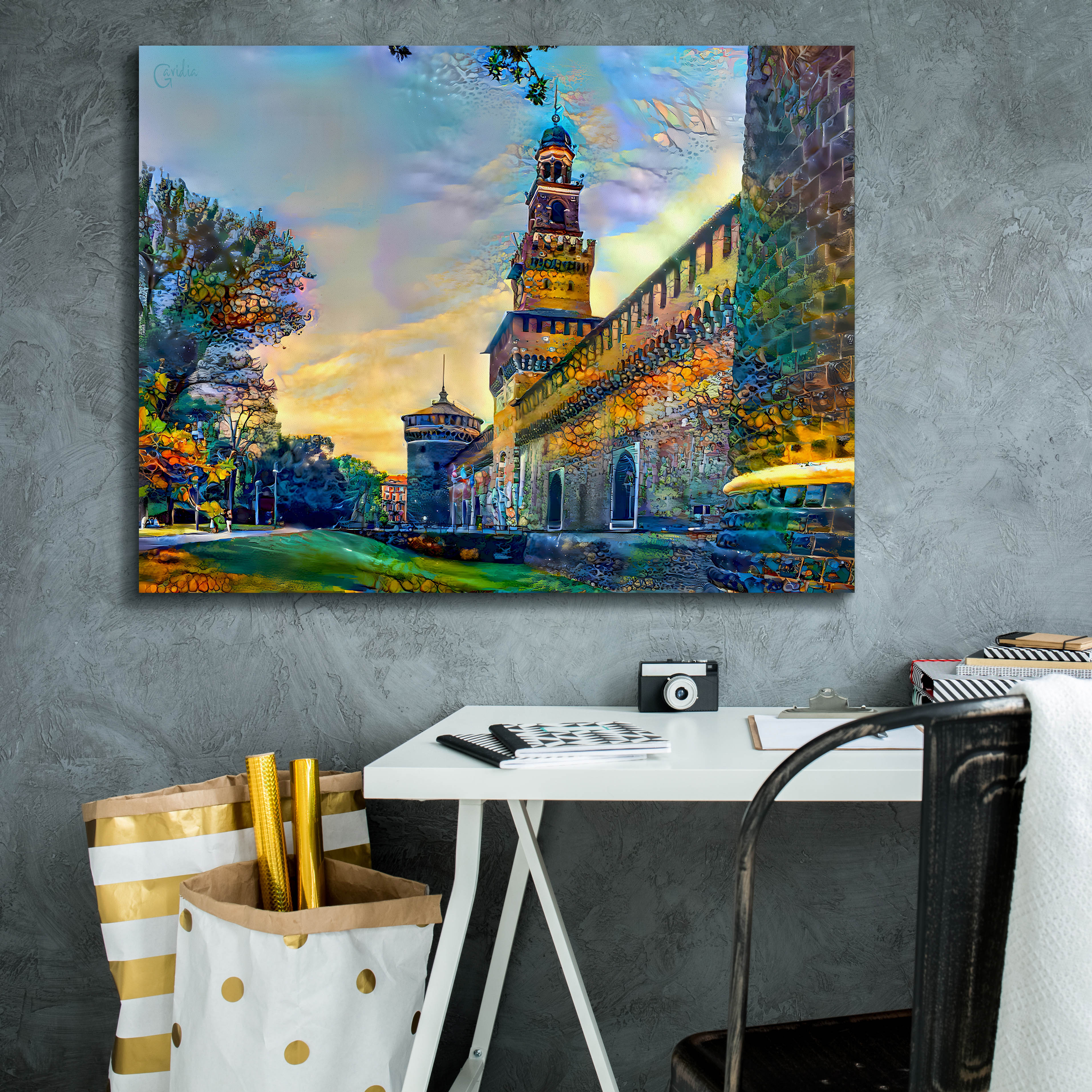 'Milan Italy Castello Sforzesco' by Pedro Gavidia, Canvas Wall Art,34 x 26
