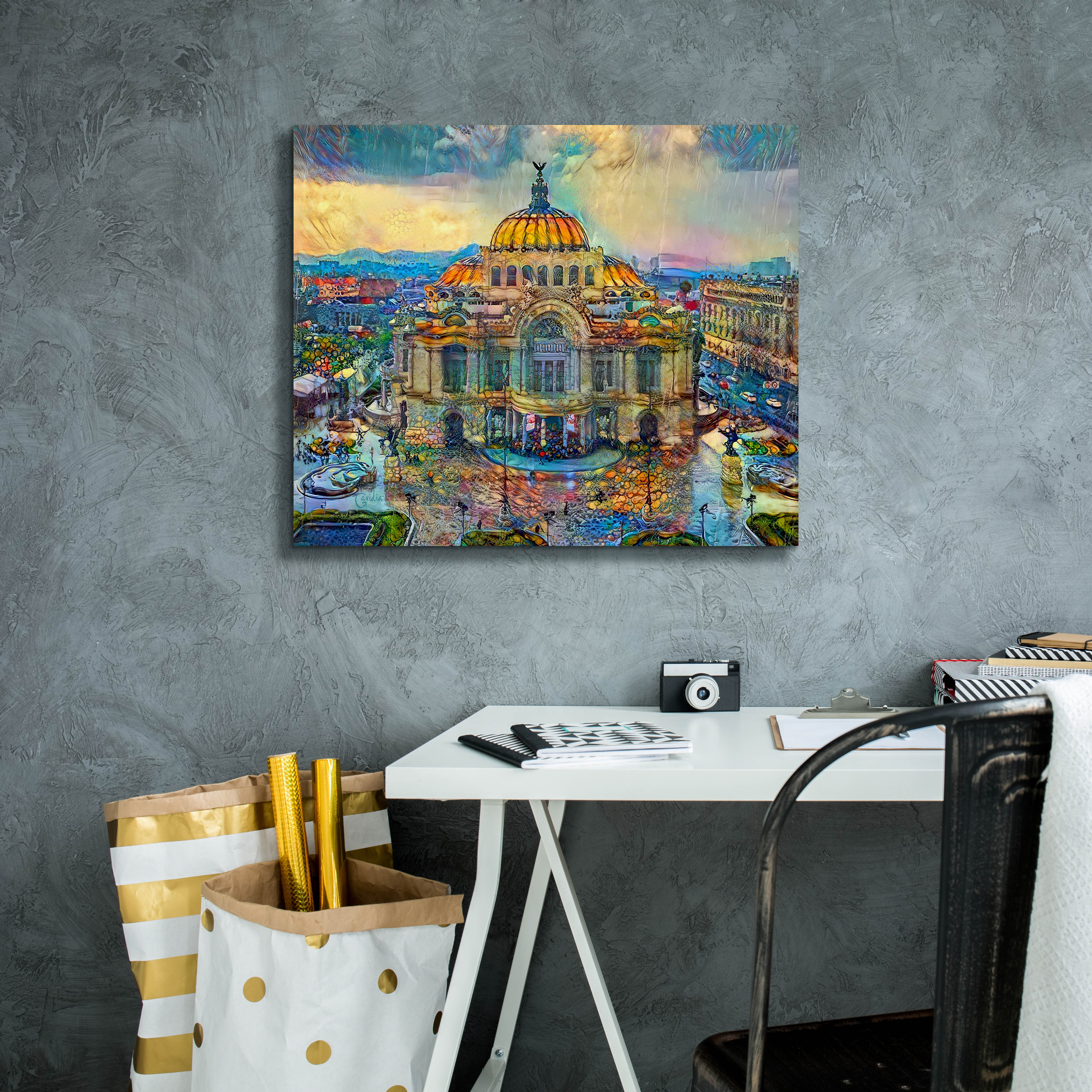 'Mexico City Palace of Fine Arts in the rain' by Pedro Gavidia, Canvas Wall Art,24 x 20