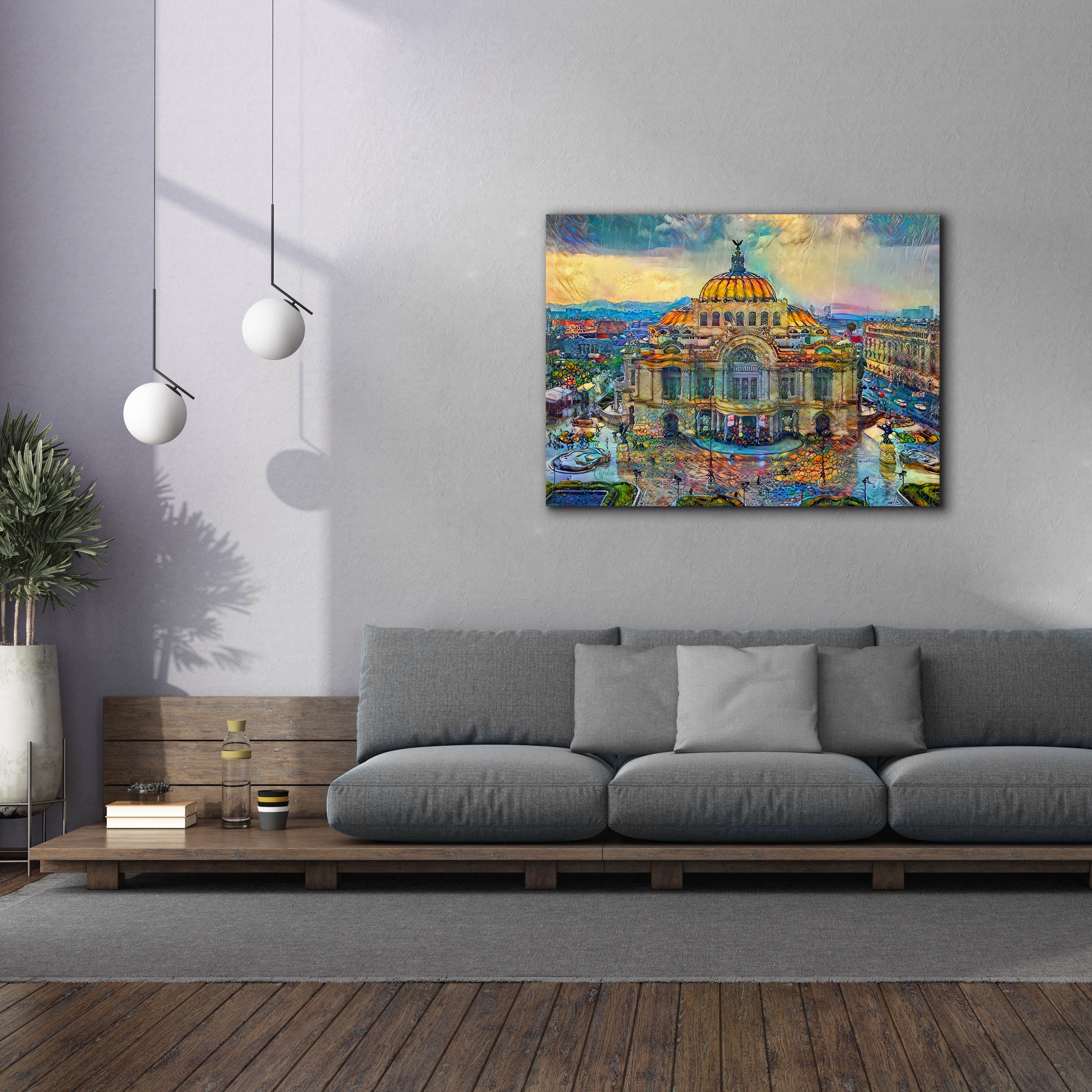 'Mexico City Palace of Fine Arts in the rain' by Pedro Gavidia, Canvas Wall Art,54 x 40