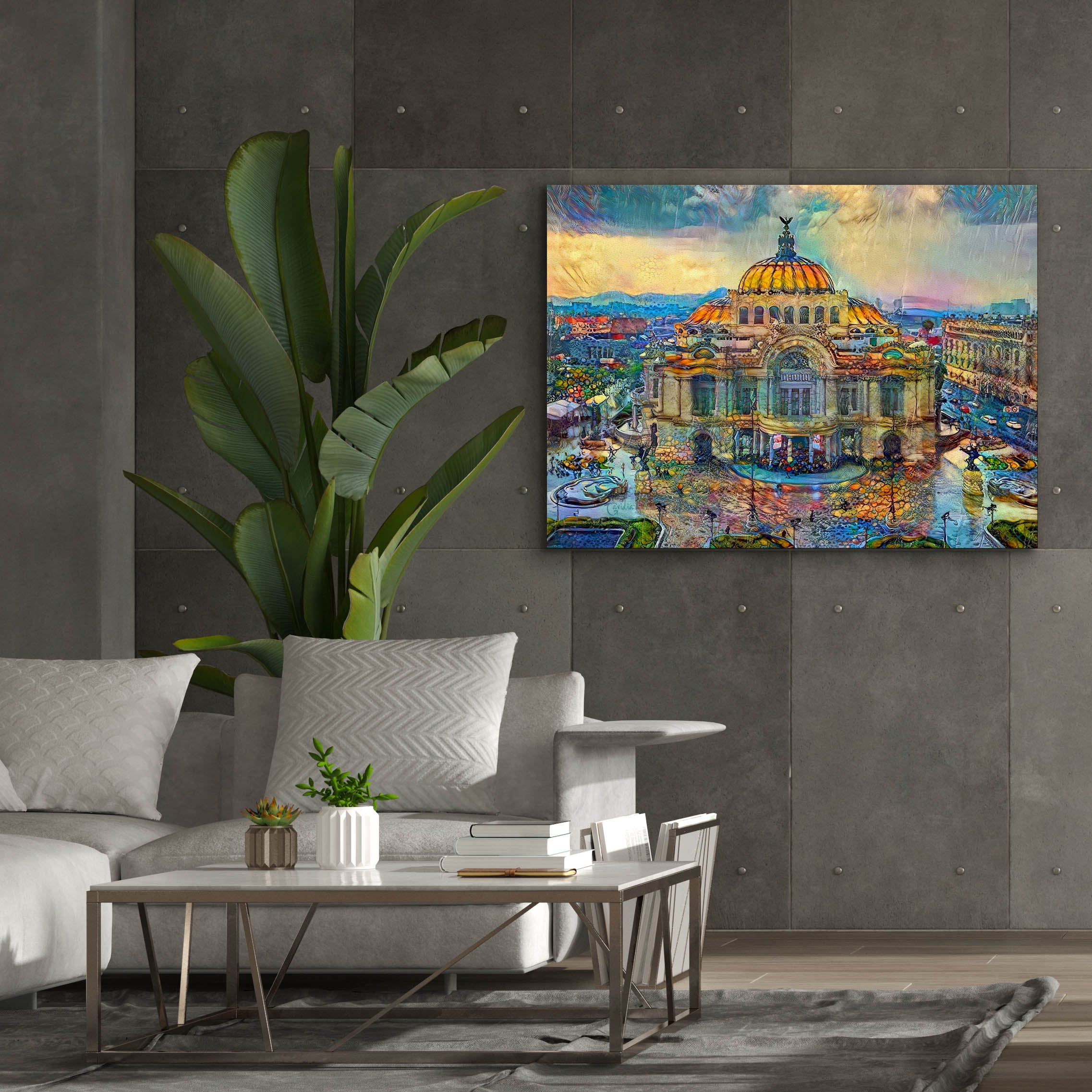 'Mexico City Palace of Fine Arts in the rain' by Pedro Gavidia, Canvas Wall Art,54 x 40