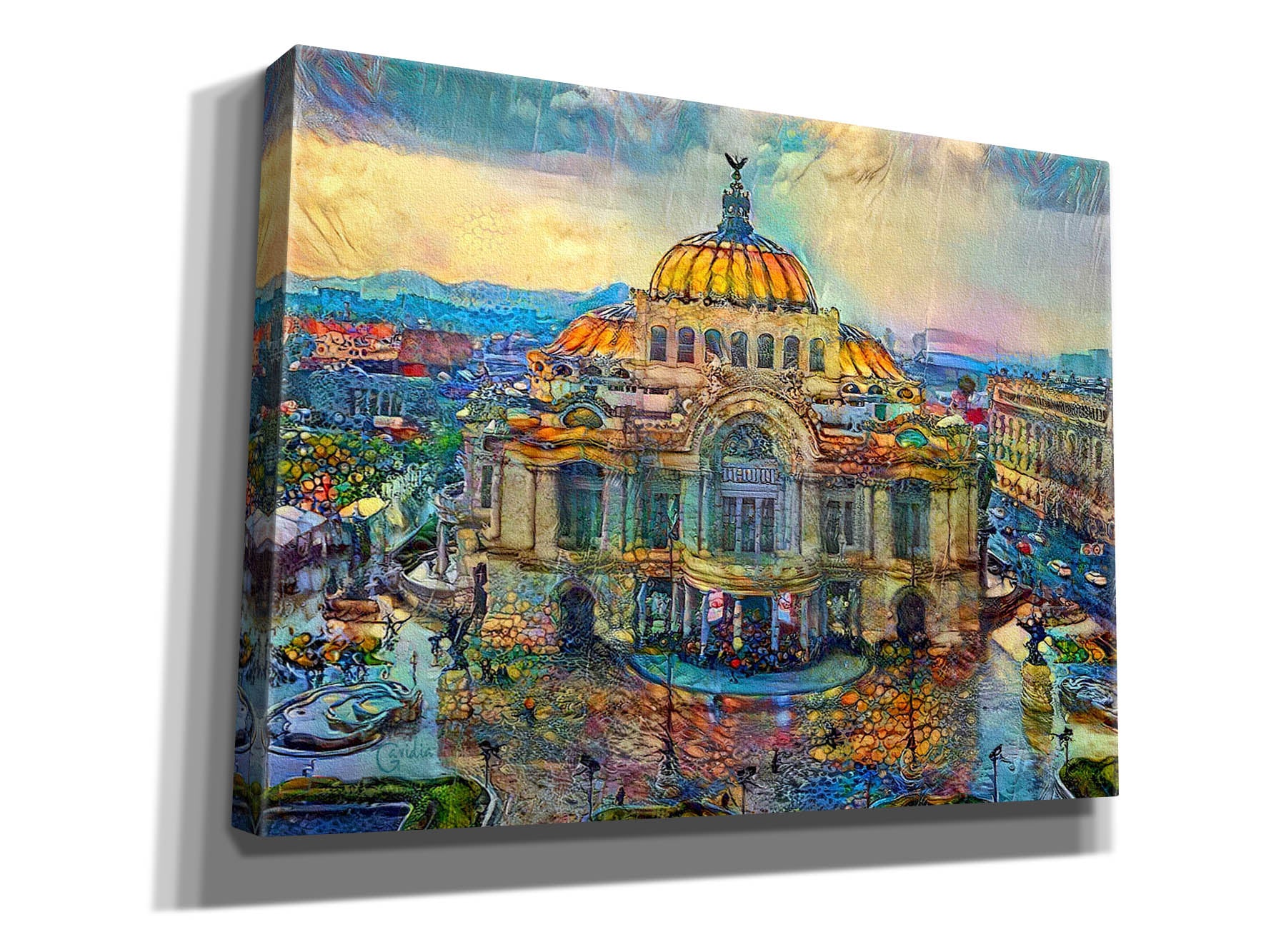 'Mexico City Palace of Fine Arts in the rain' by Pedro Gavidia, Canvas Wall Art