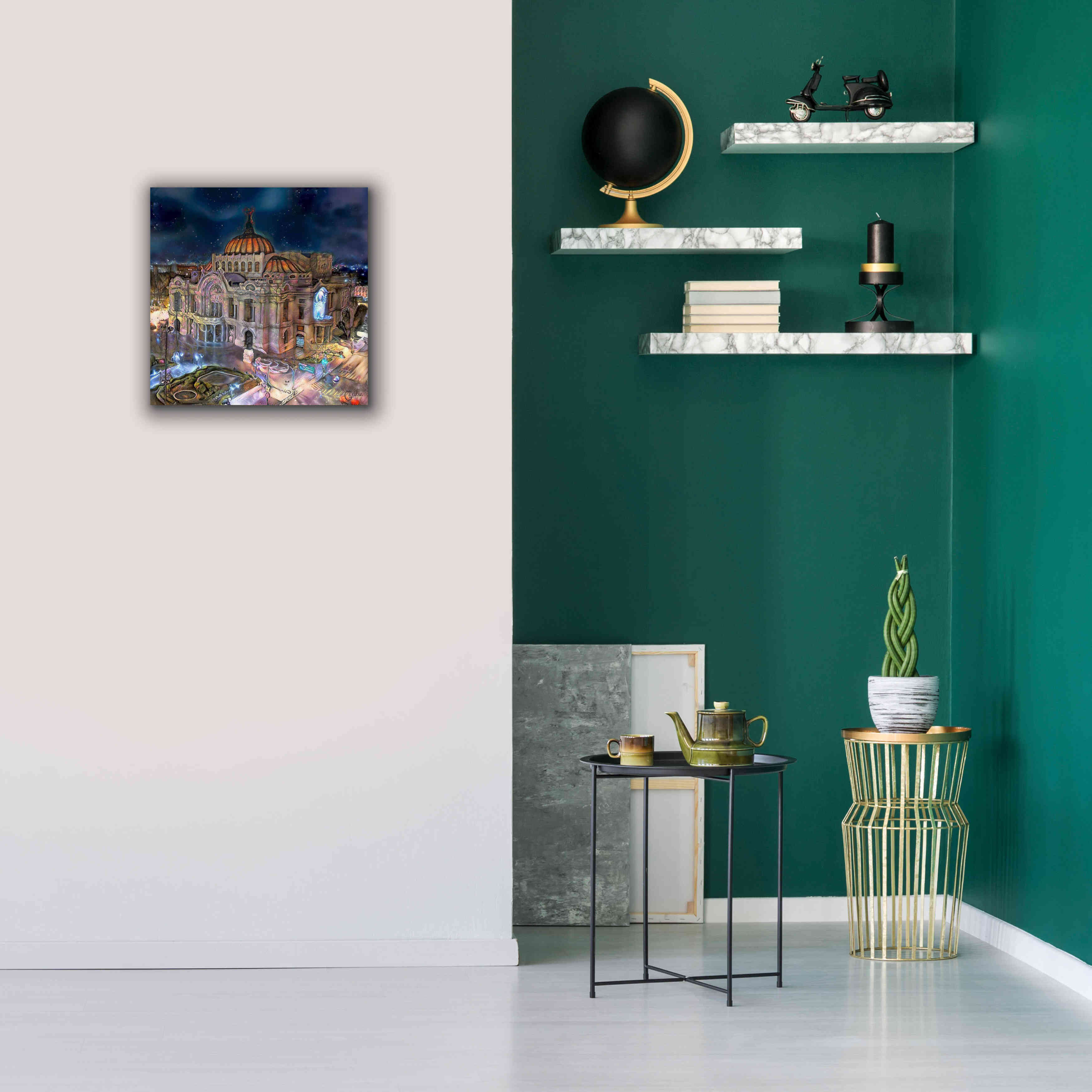 'Mexico City Palace of Fine Arts at night' by Pedro Gavidia, Canvas Wall Art,18 x 18