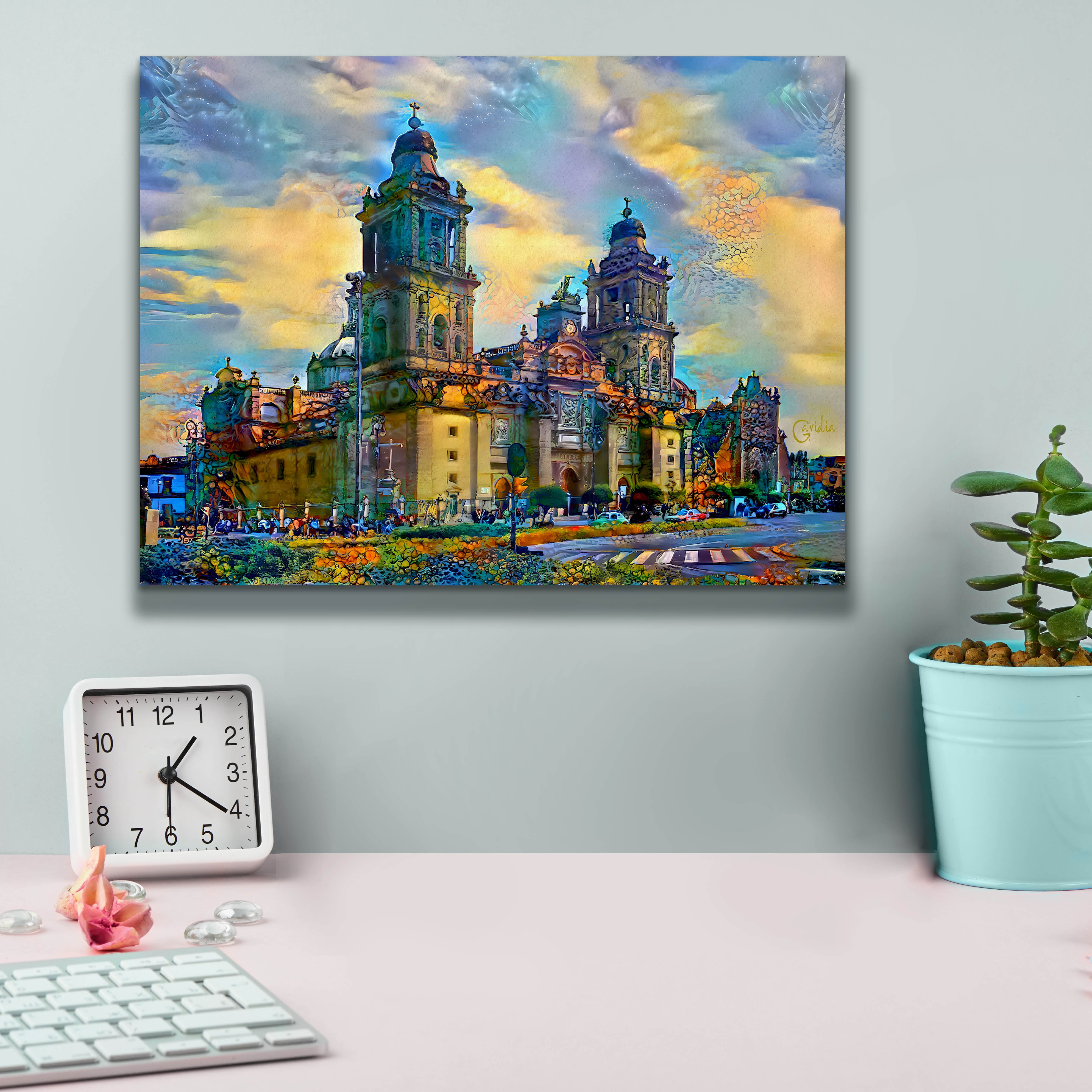 'Mexico City Metropolitan Cathedral' by Pedro Gavidia, Canvas Wall Art,16 x 12