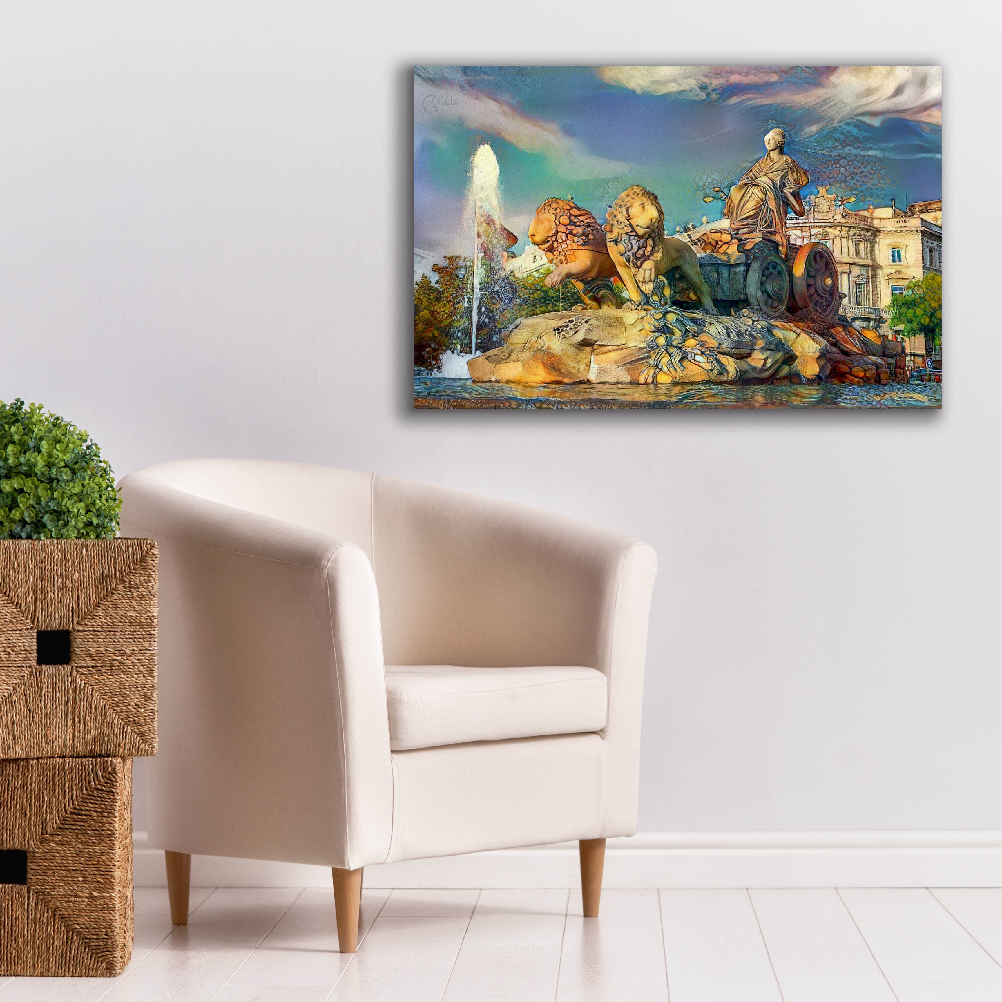 'Madrid Spain Cibeles Fountain' by Pedro Gavidia, Canvas Wall Art,40 x 26
