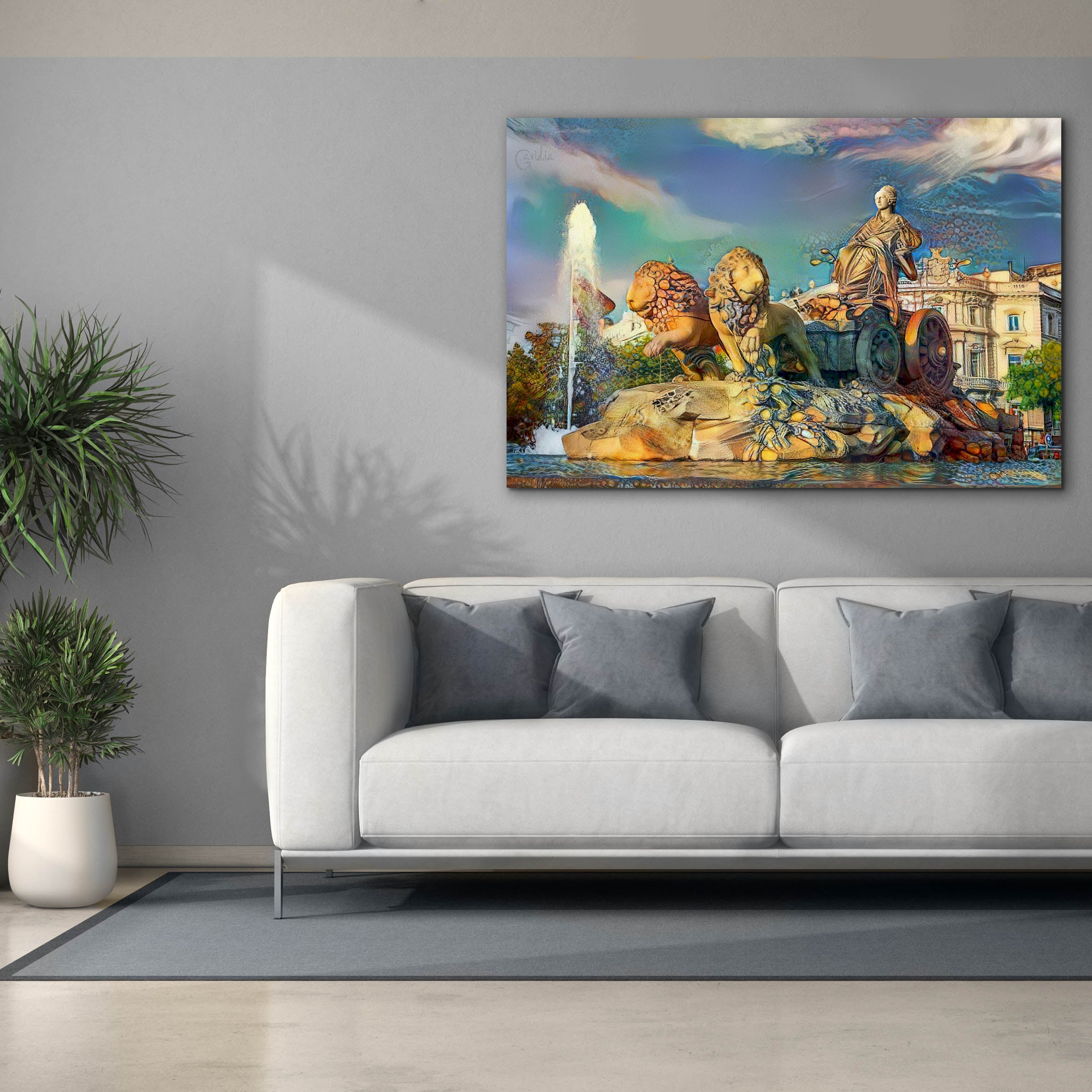 'Madrid Spain Cibeles Fountain' by Pedro Gavidia, Canvas Wall Art,60 x 40