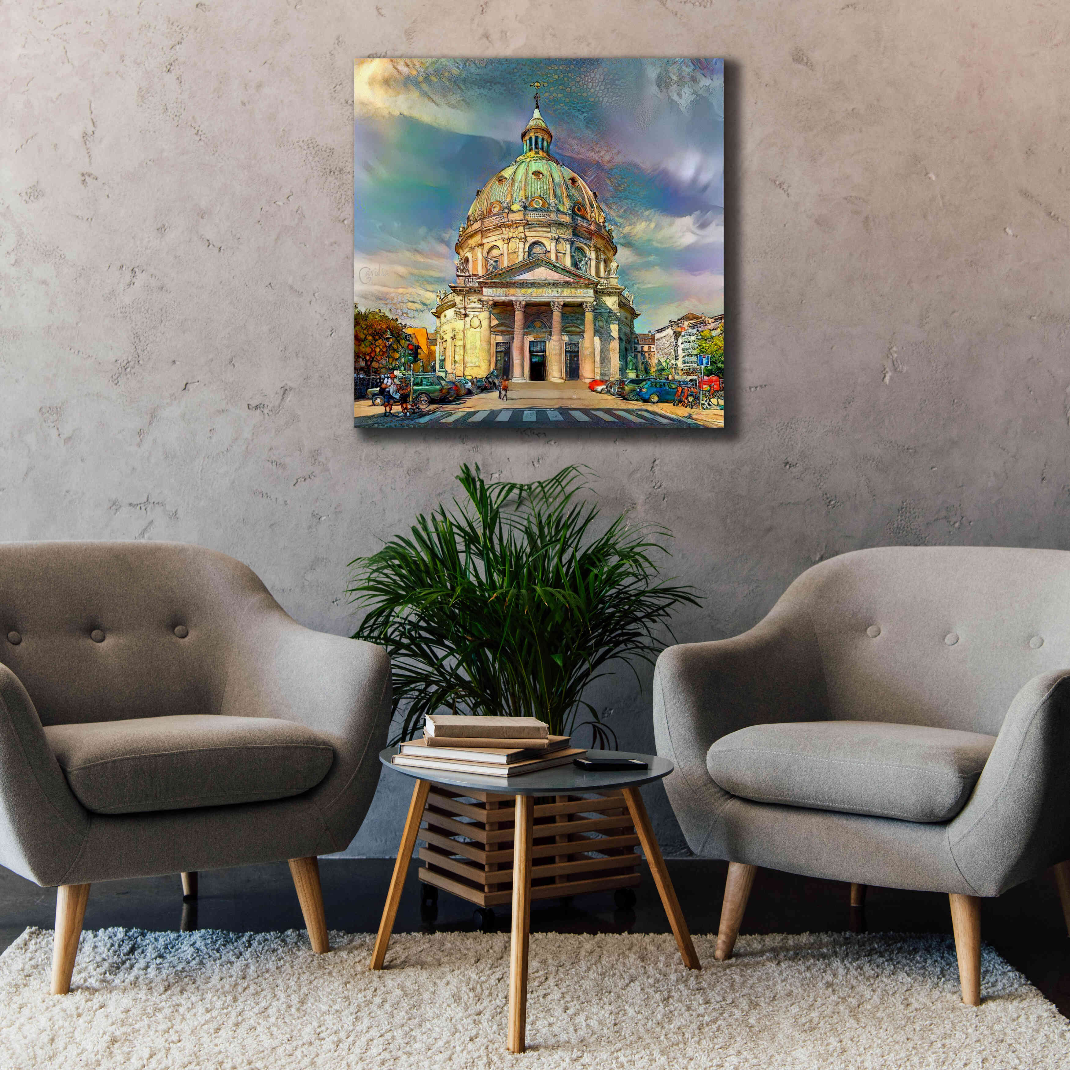 'Copenhagen Denmark Frederiks Church' by Pedro Gavidia, Canvas Wall Art,37 x 37