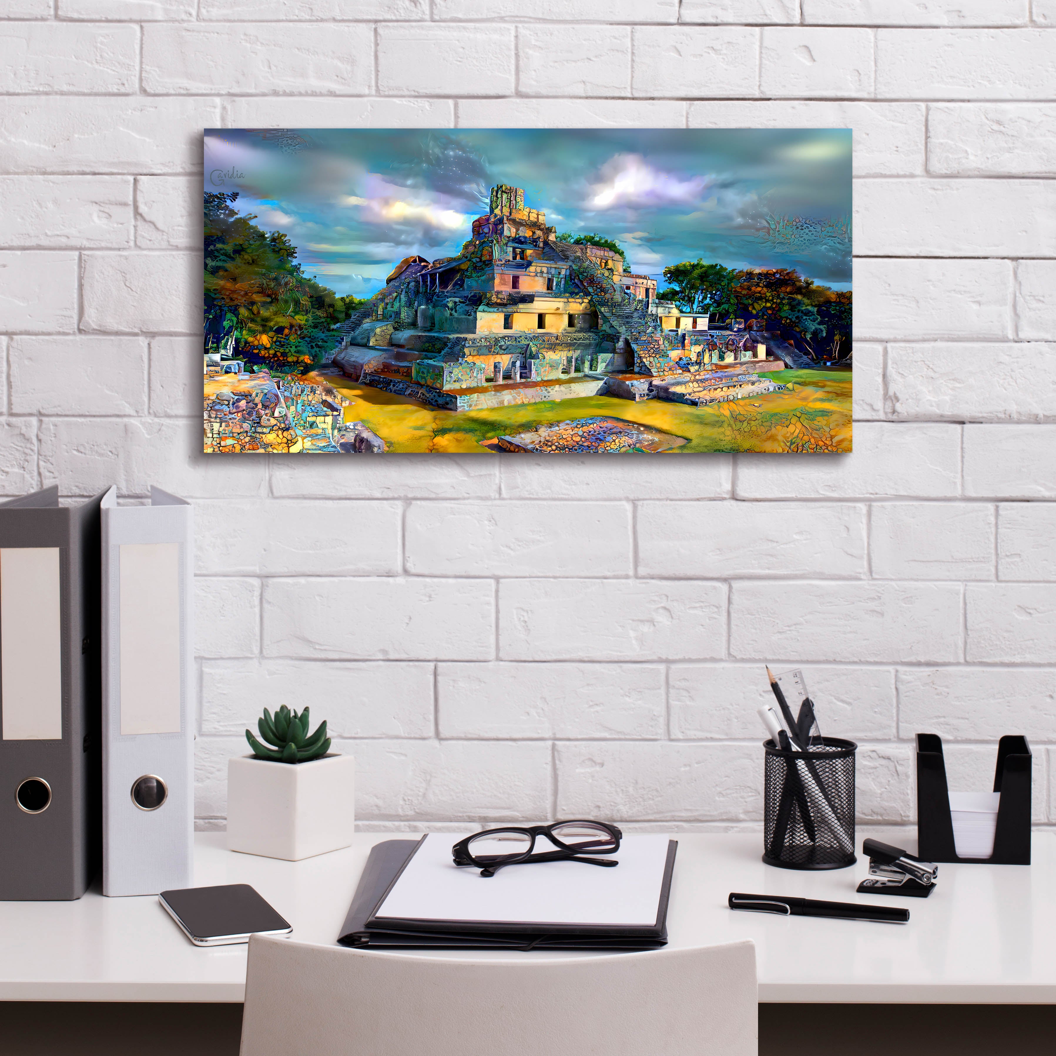 'Campeche Mexico Edzna Pyramid' by Pedro Gavidia, Canvas Wall Art,24 x 12