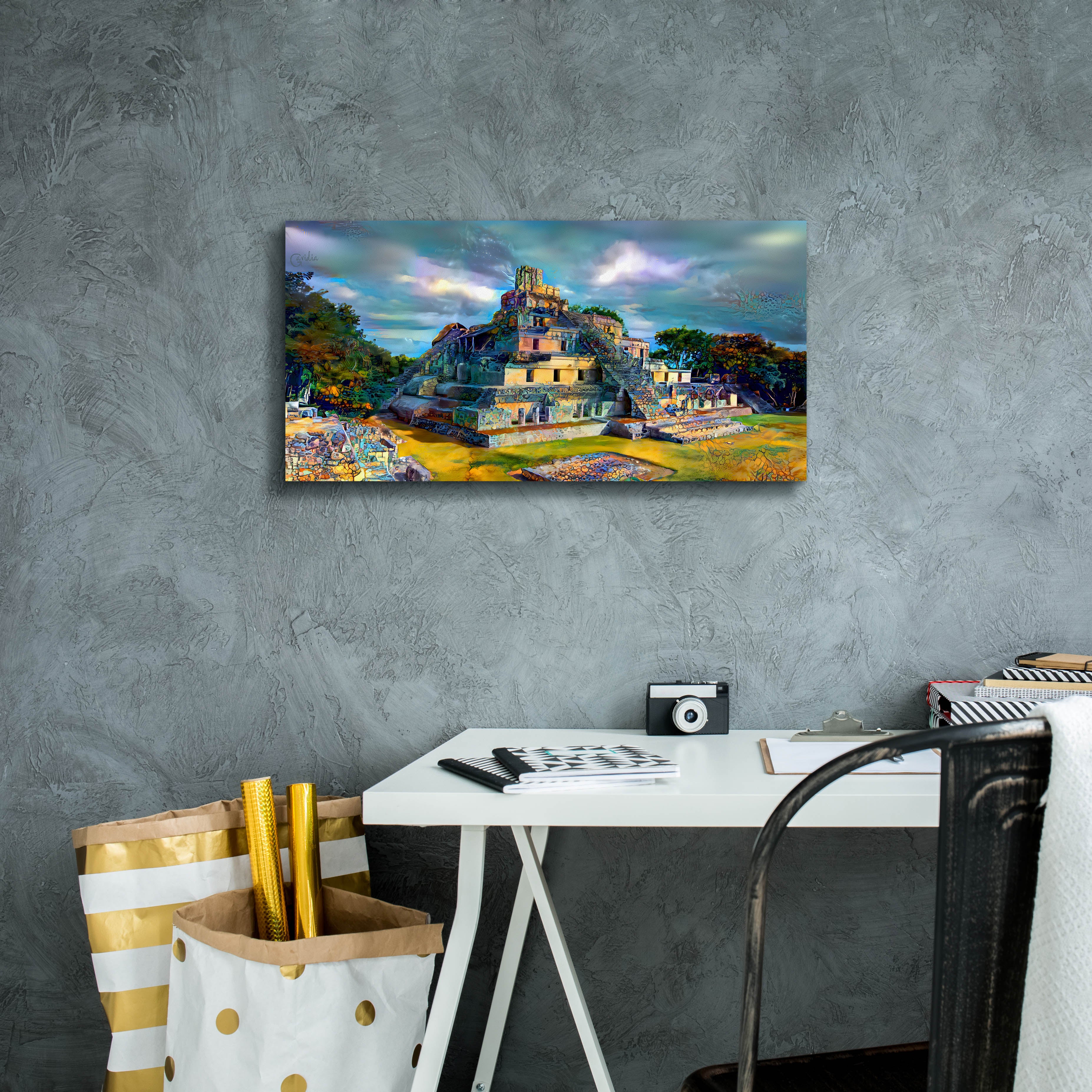 'Campeche Mexico Edzna Pyramid' by Pedro Gavidia, Canvas Wall Art,24 x 12