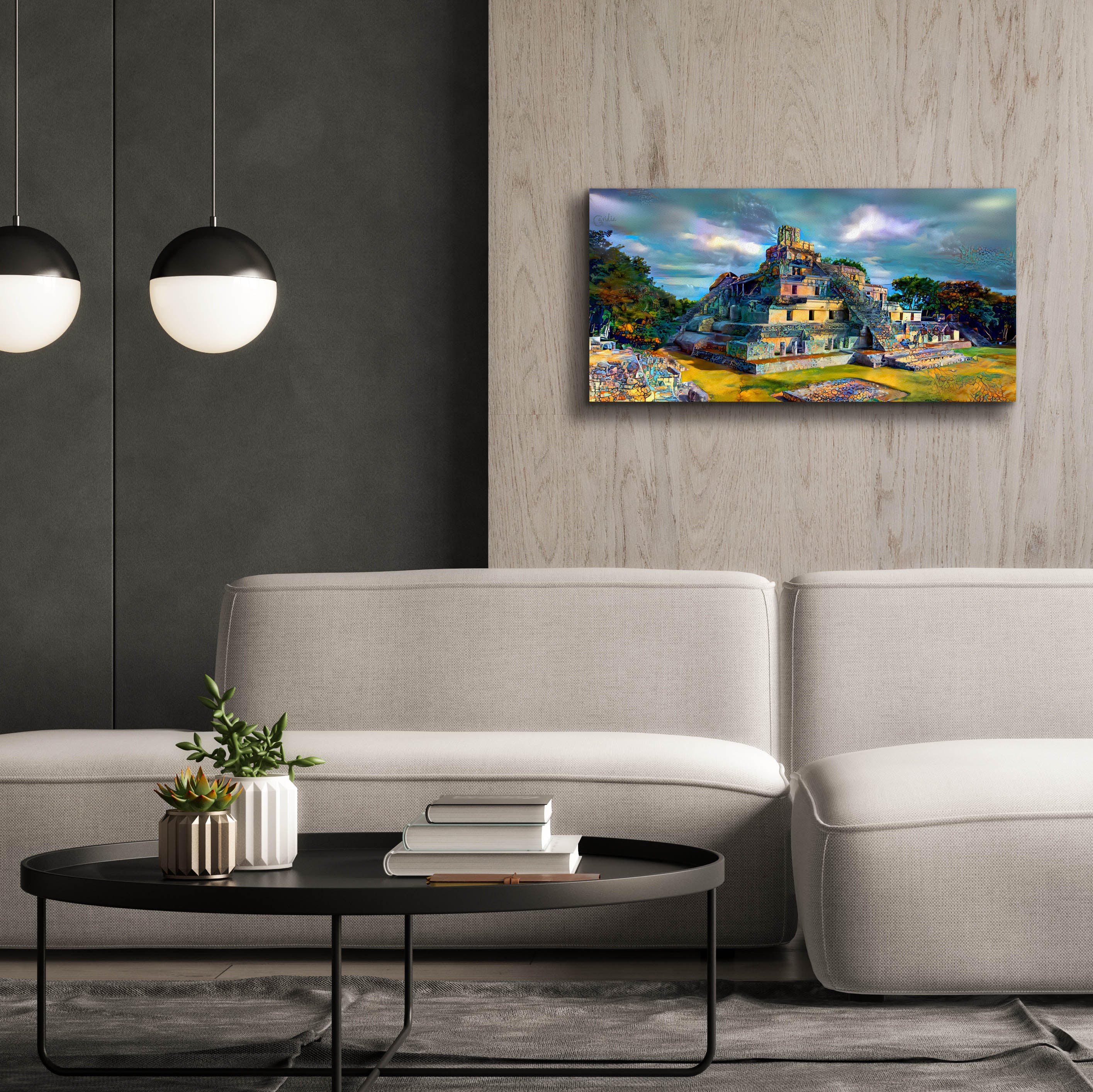 'Campeche Mexico Edzna Pyramid' by Pedro Gavidia, Canvas Wall Art,40 x 20