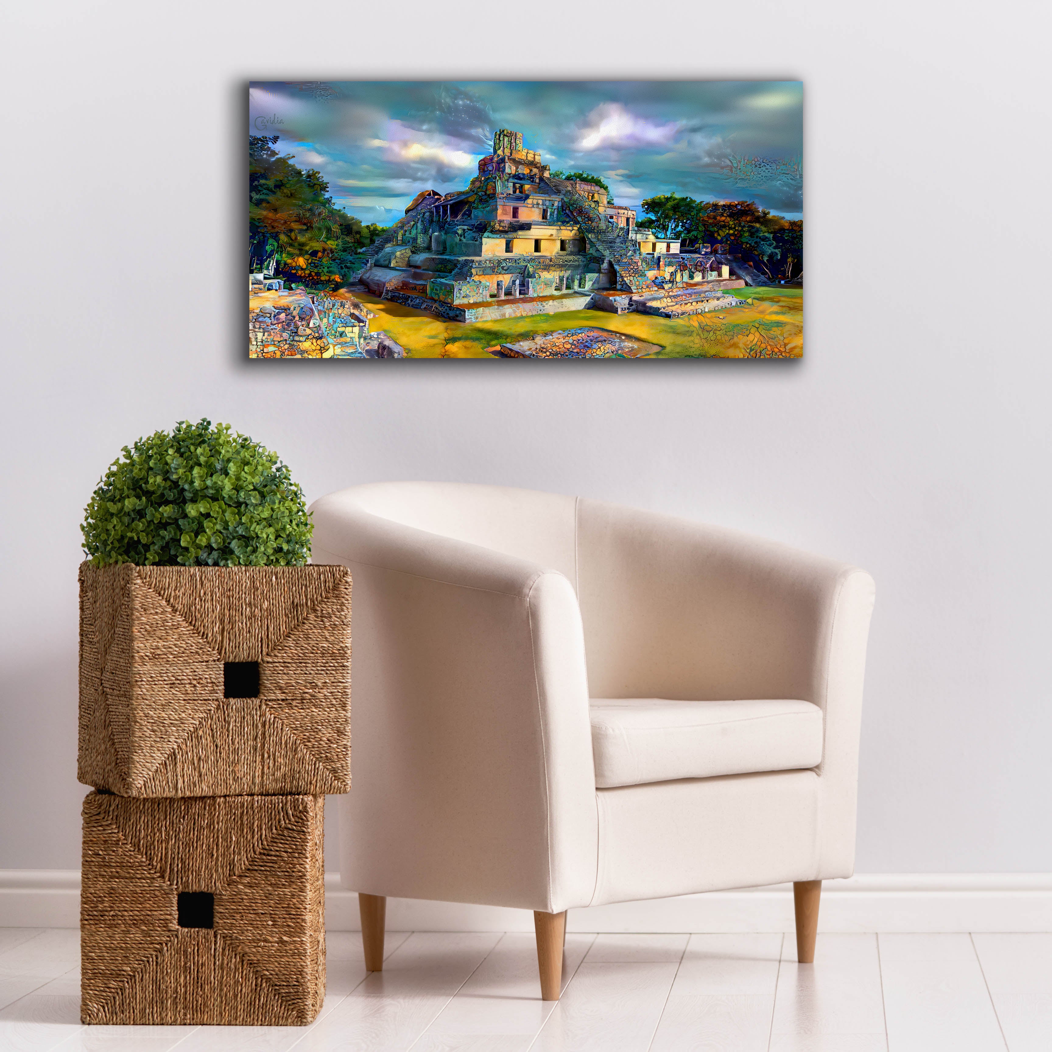 'Campeche Mexico Edzna Pyramid' by Pedro Gavidia, Canvas Wall Art,40 x 20