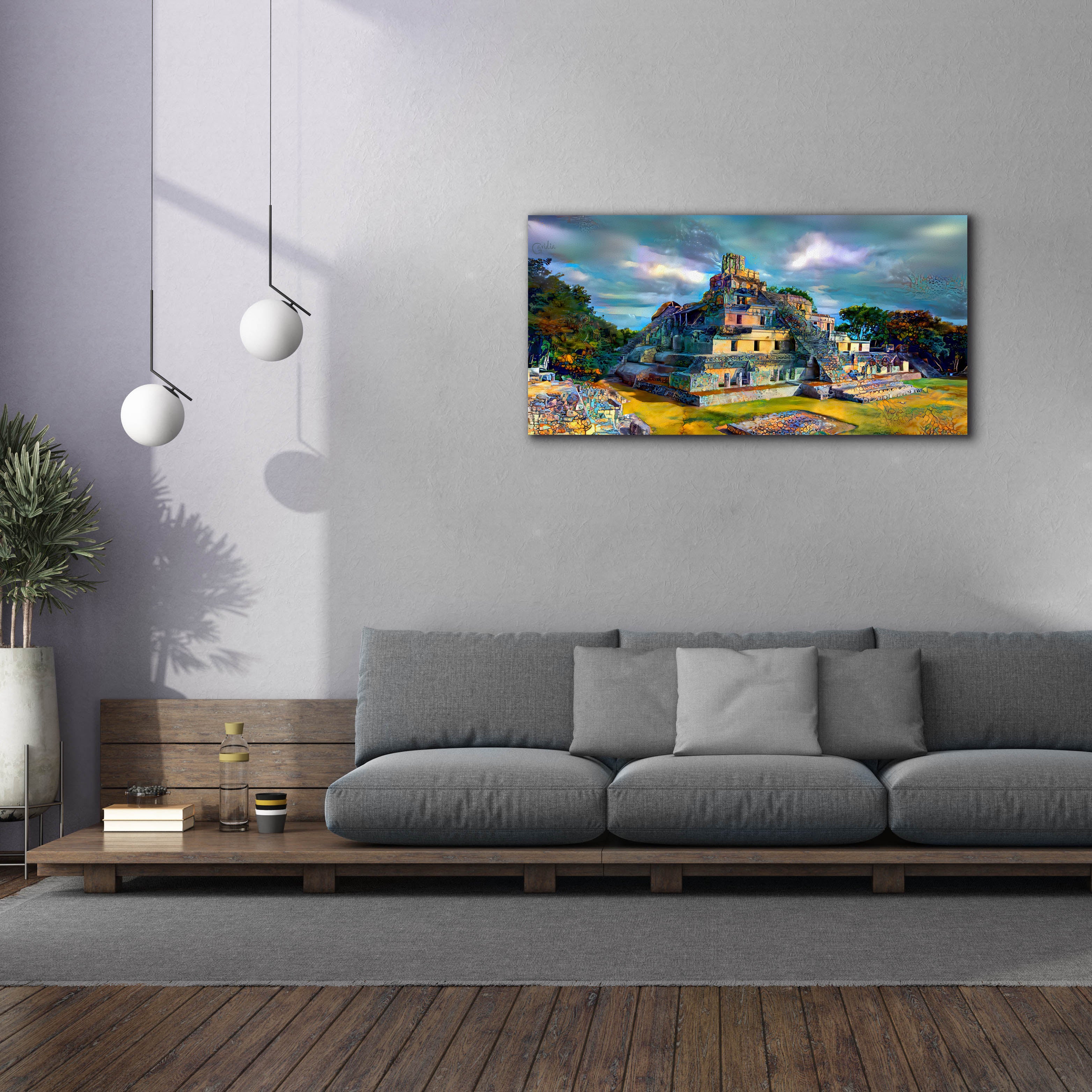 'Campeche Mexico Edzna Pyramid' by Pedro Gavidia, Canvas Wall Art,60 x 30