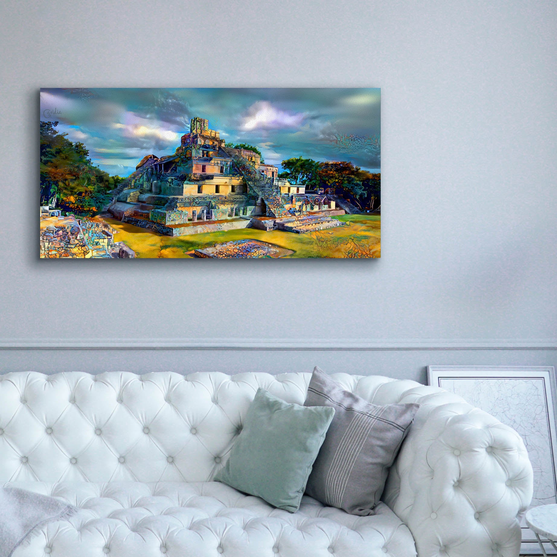 'Campeche Mexico Edzna Pyramid' by Pedro Gavidia, Canvas Wall Art,60 x 30