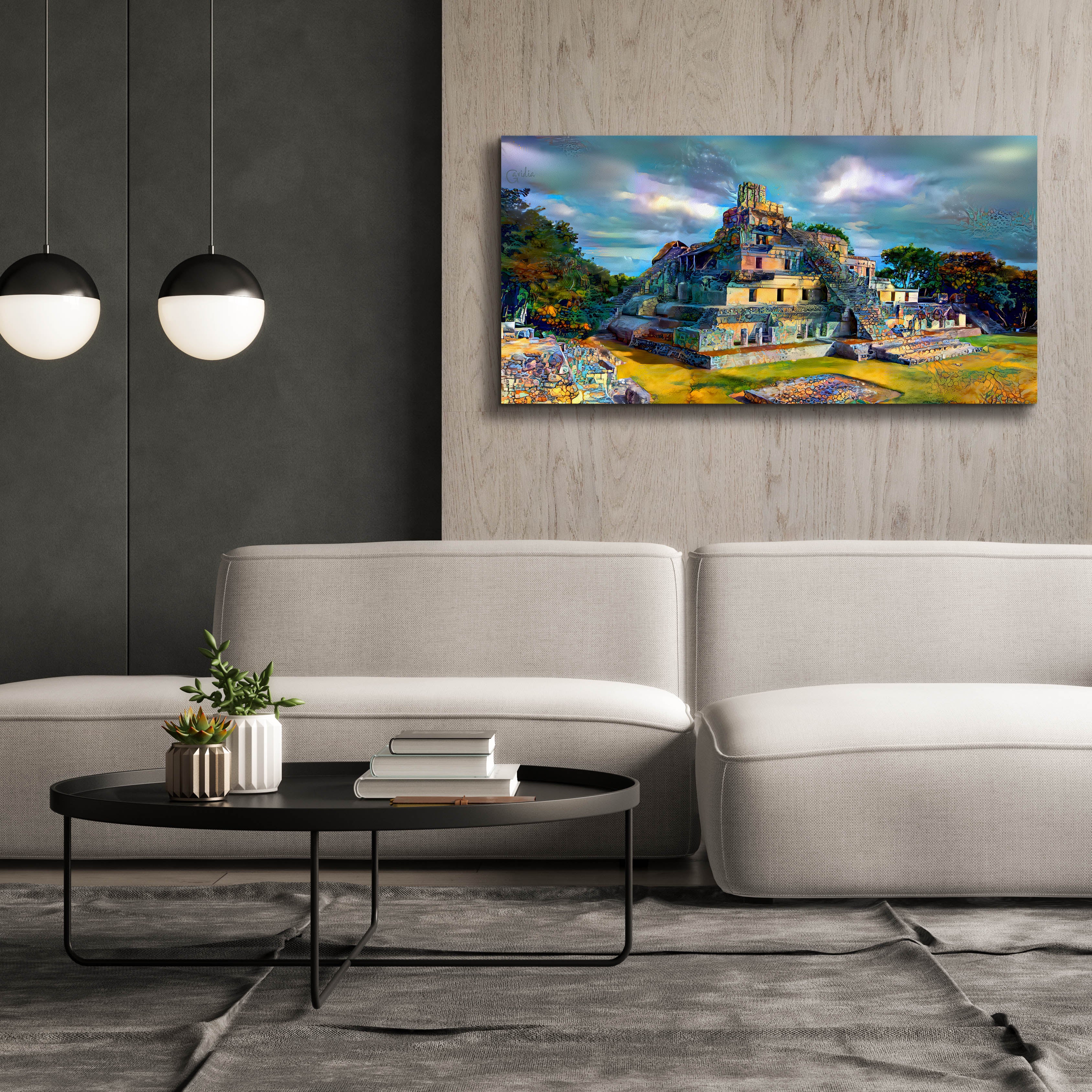 'Campeche Mexico Edzna Pyramid' by Pedro Gavidia, Canvas Wall Art,60 x 30