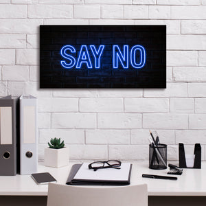 'Say No In Neon Blue' by Epic Portfolio, Canvas Wall Art,24 x 12