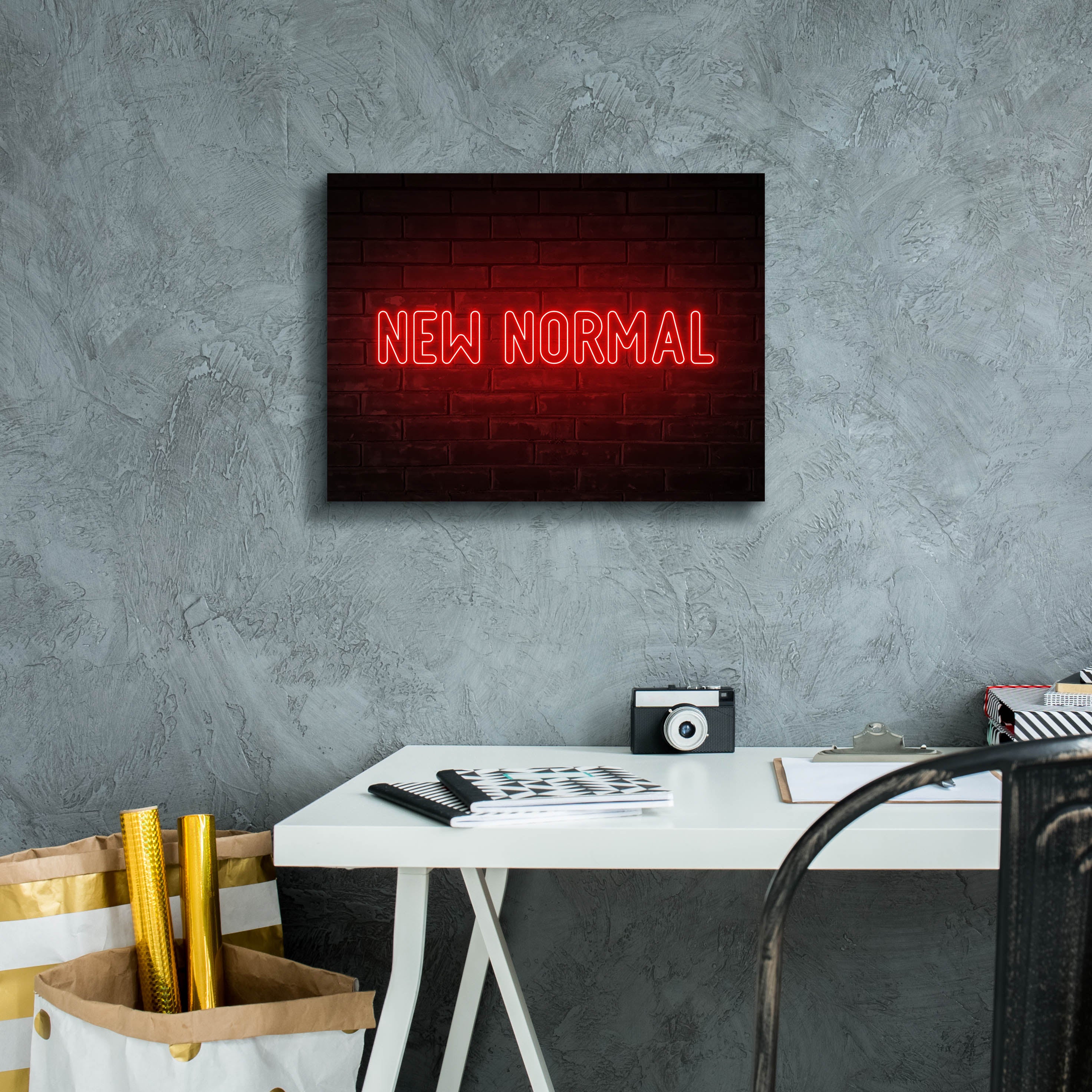 'New Normal In Neon Red' by Epic Portfolio, Canvas Wall Art,16 x 12