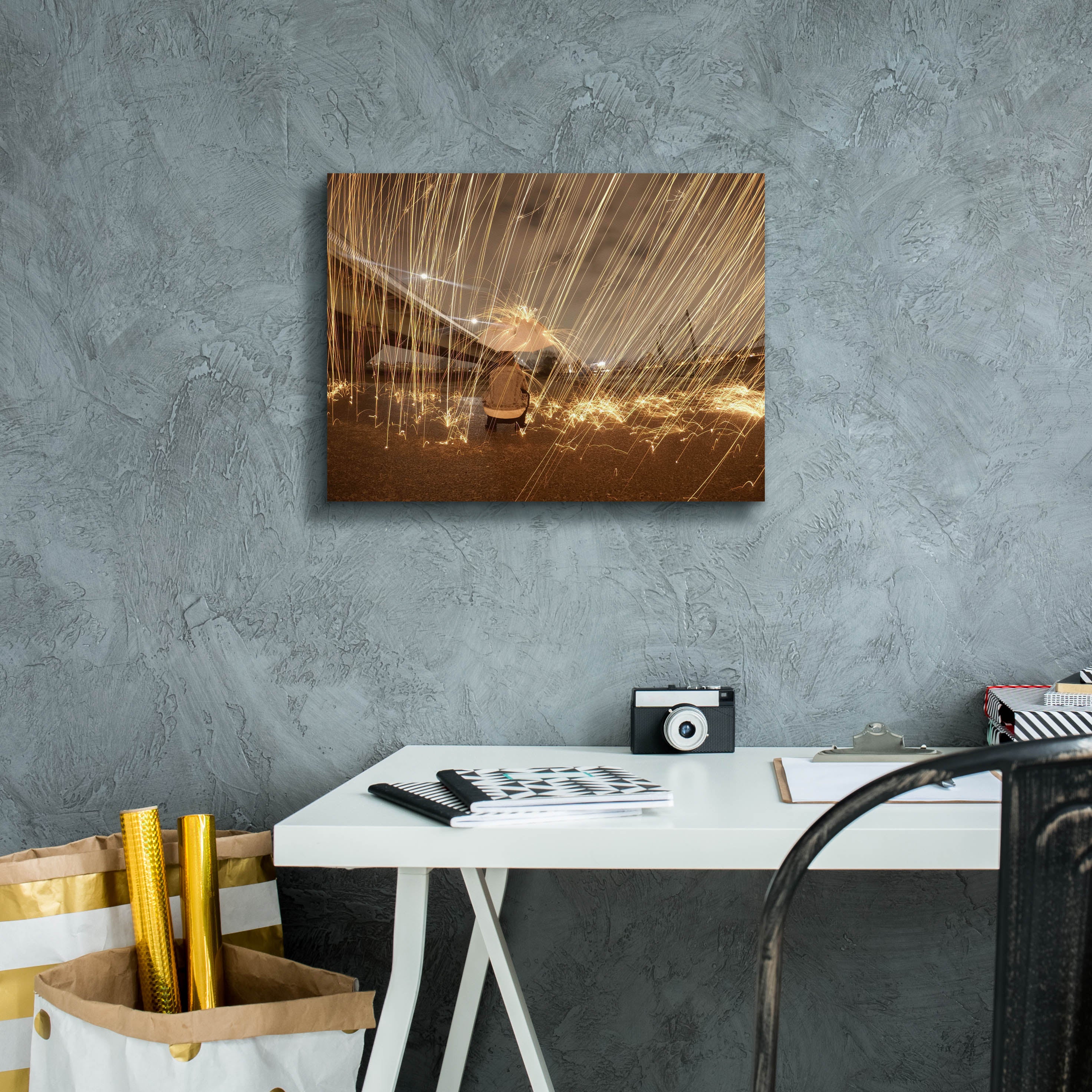 'Metallic Rain' by Epic Portfolio, Canvas Wall Art,16 x 12