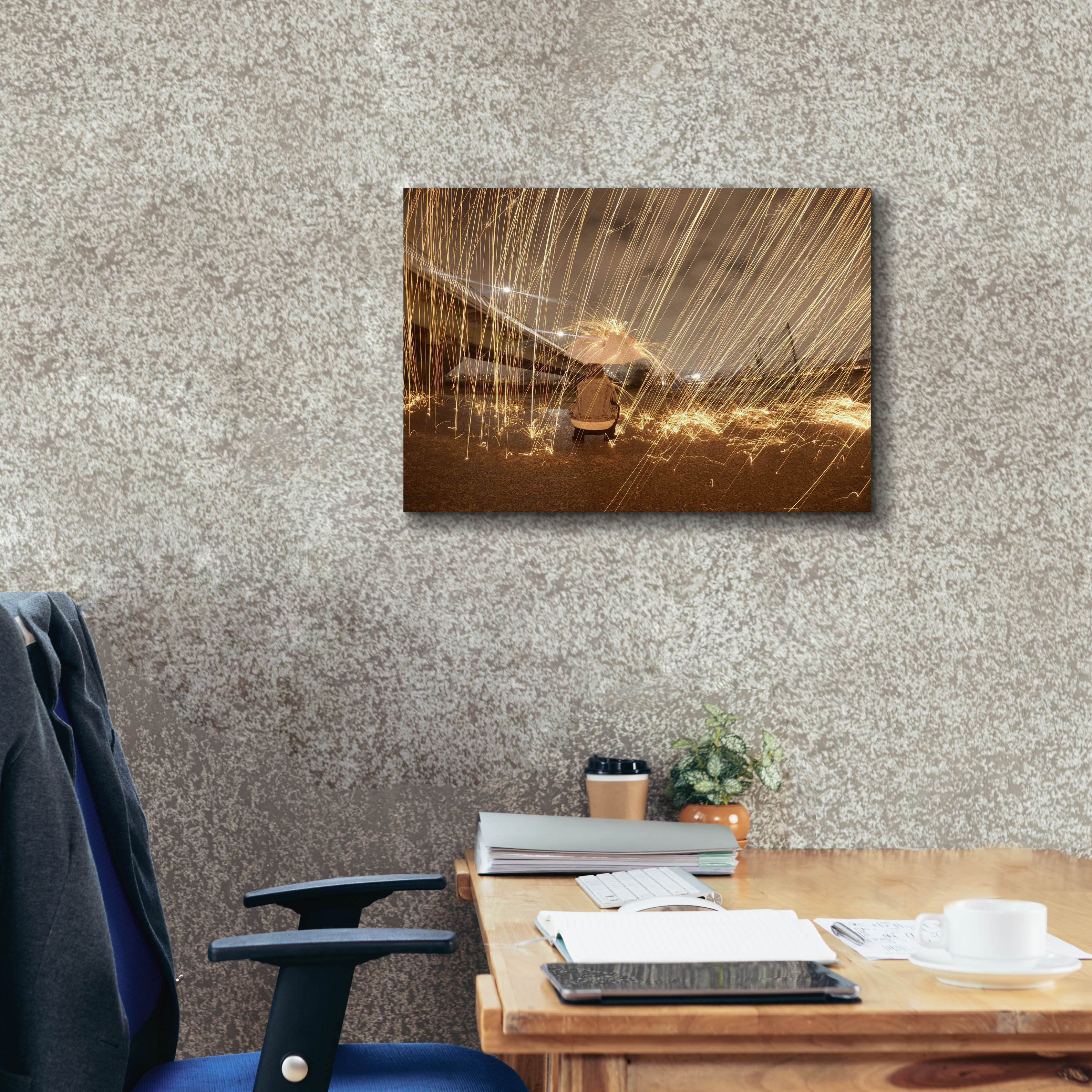 'Metallic Rain' by Epic Portfolio, Canvas Wall Art,26 x 18