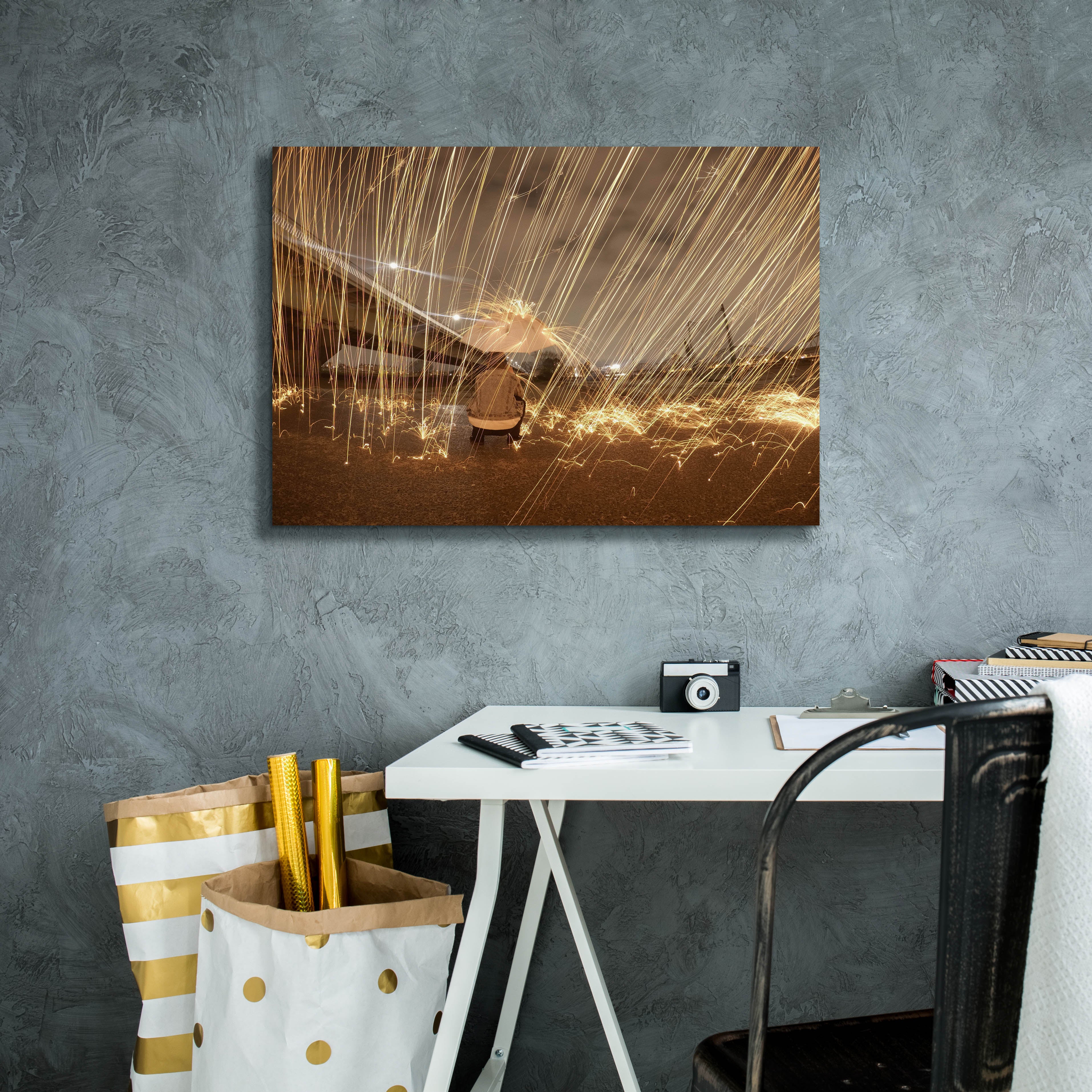 'Metallic Rain' by Epic Portfolio, Canvas Wall Art,26 x 18