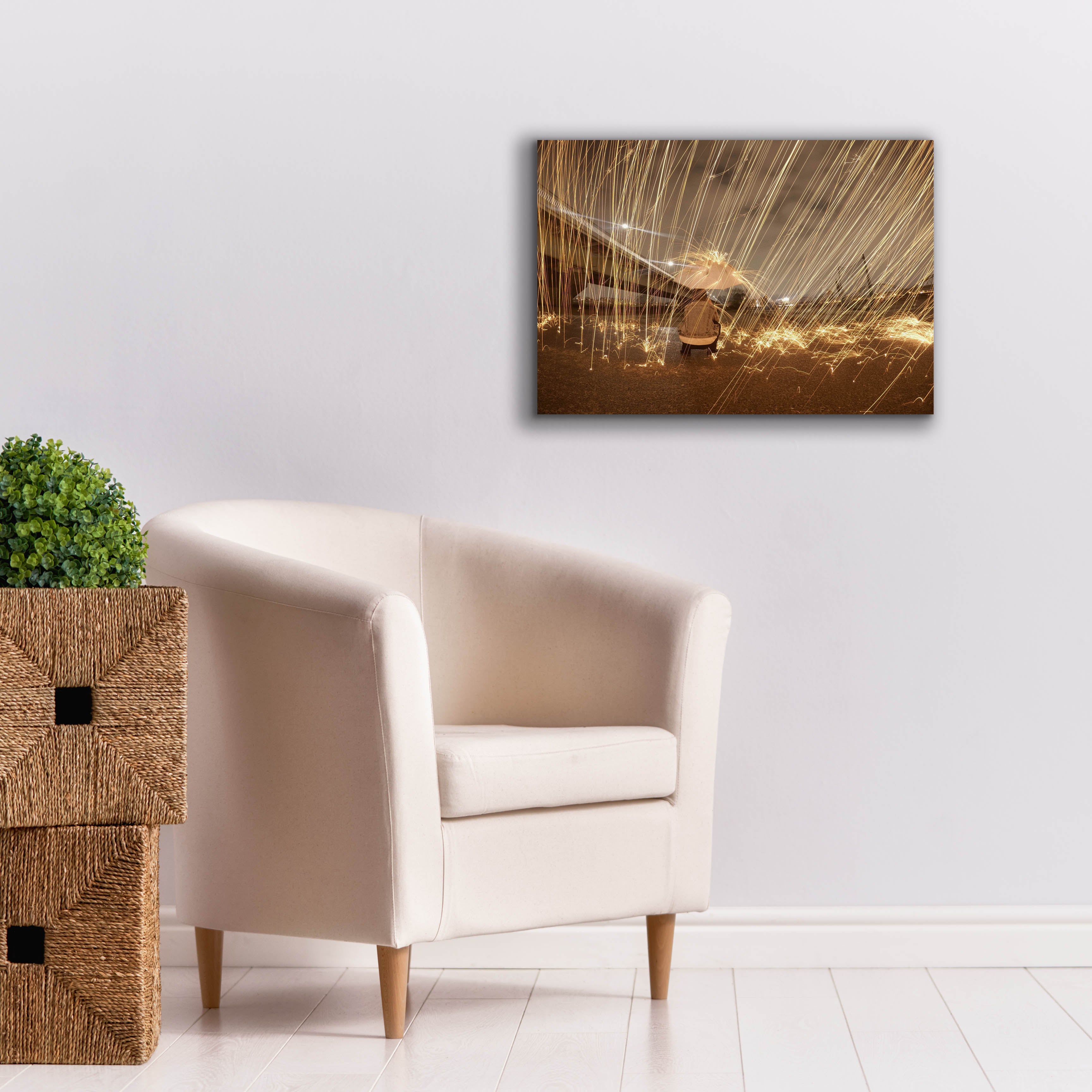 'Metallic Rain' by Epic Portfolio, Canvas Wall Art,26 x 18
