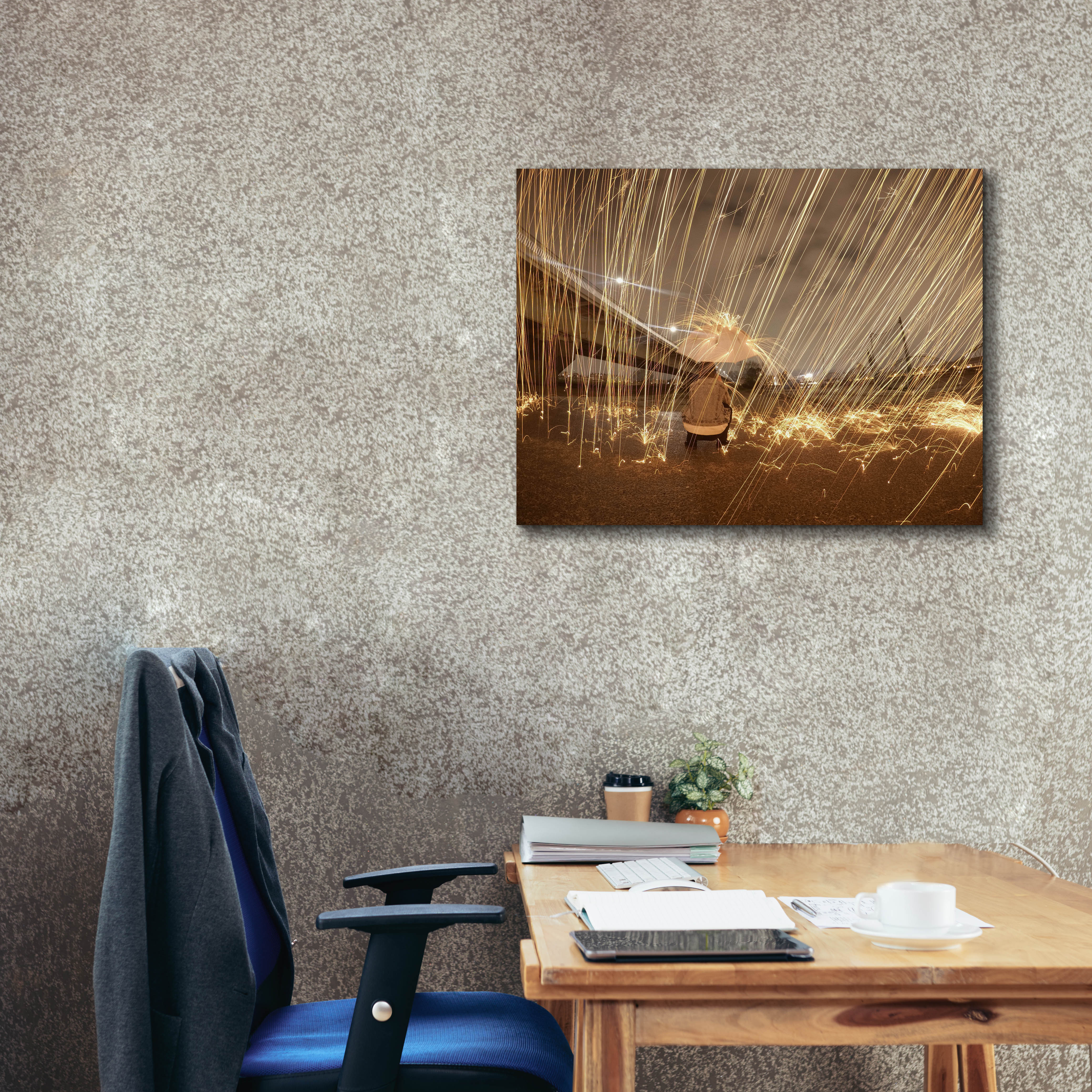 'Metallic Rain' by Epic Portfolio, Canvas Wall Art,34 x 26