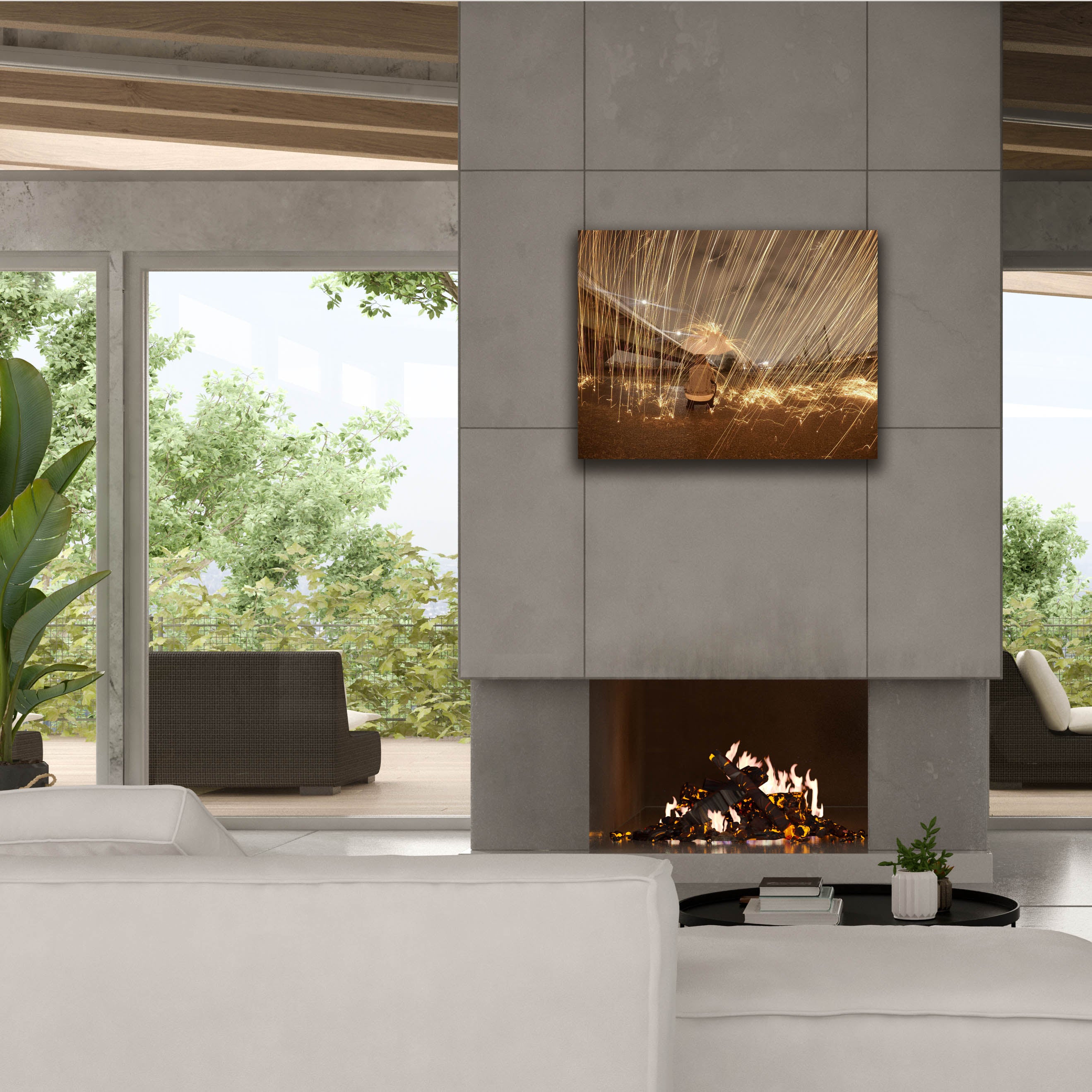 'Metallic Rain' by Epic Portfolio, Canvas Wall Art,34 x 26