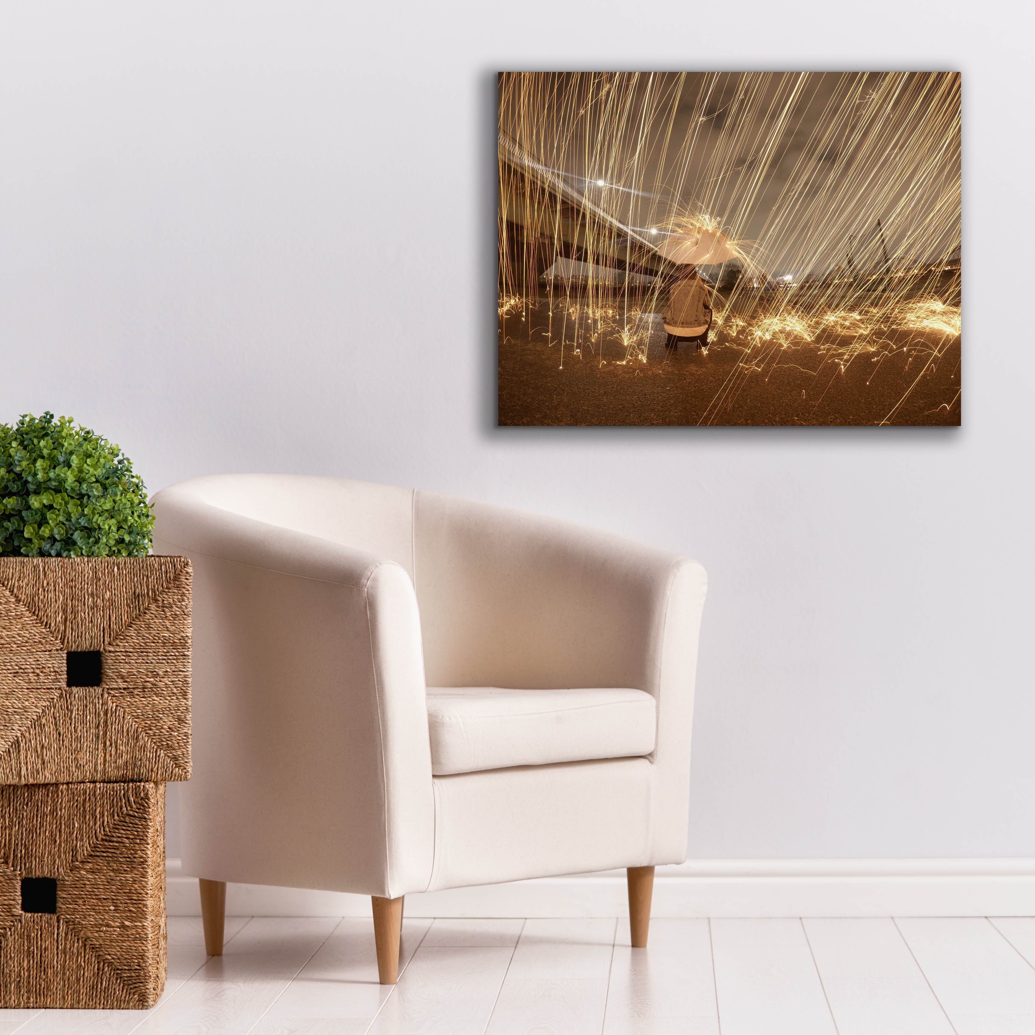 'Metallic Rain' by Epic Portfolio, Canvas Wall Art,34 x 26