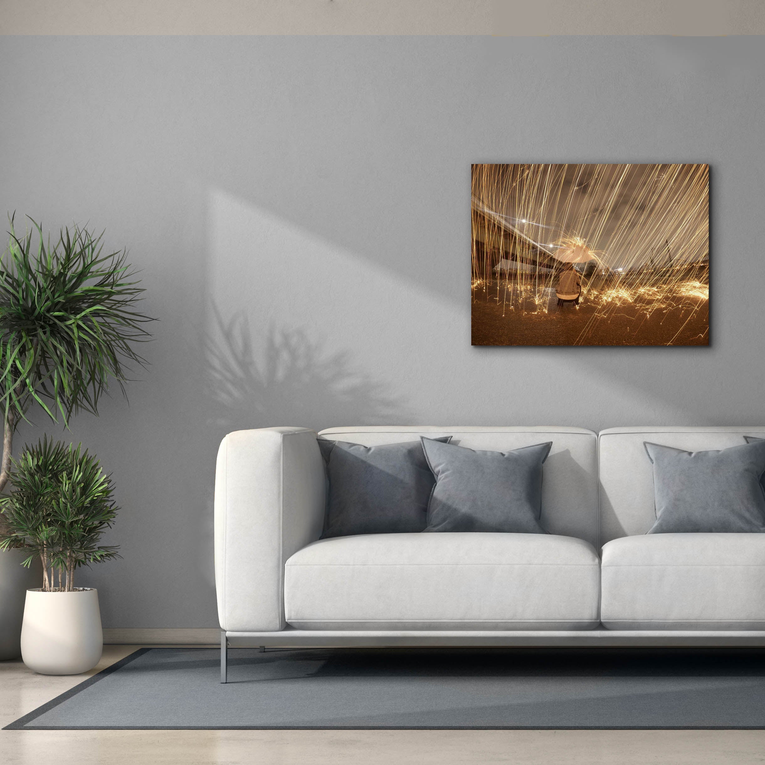'Metallic Rain' by Epic Portfolio, Canvas Wall Art,34 x 26