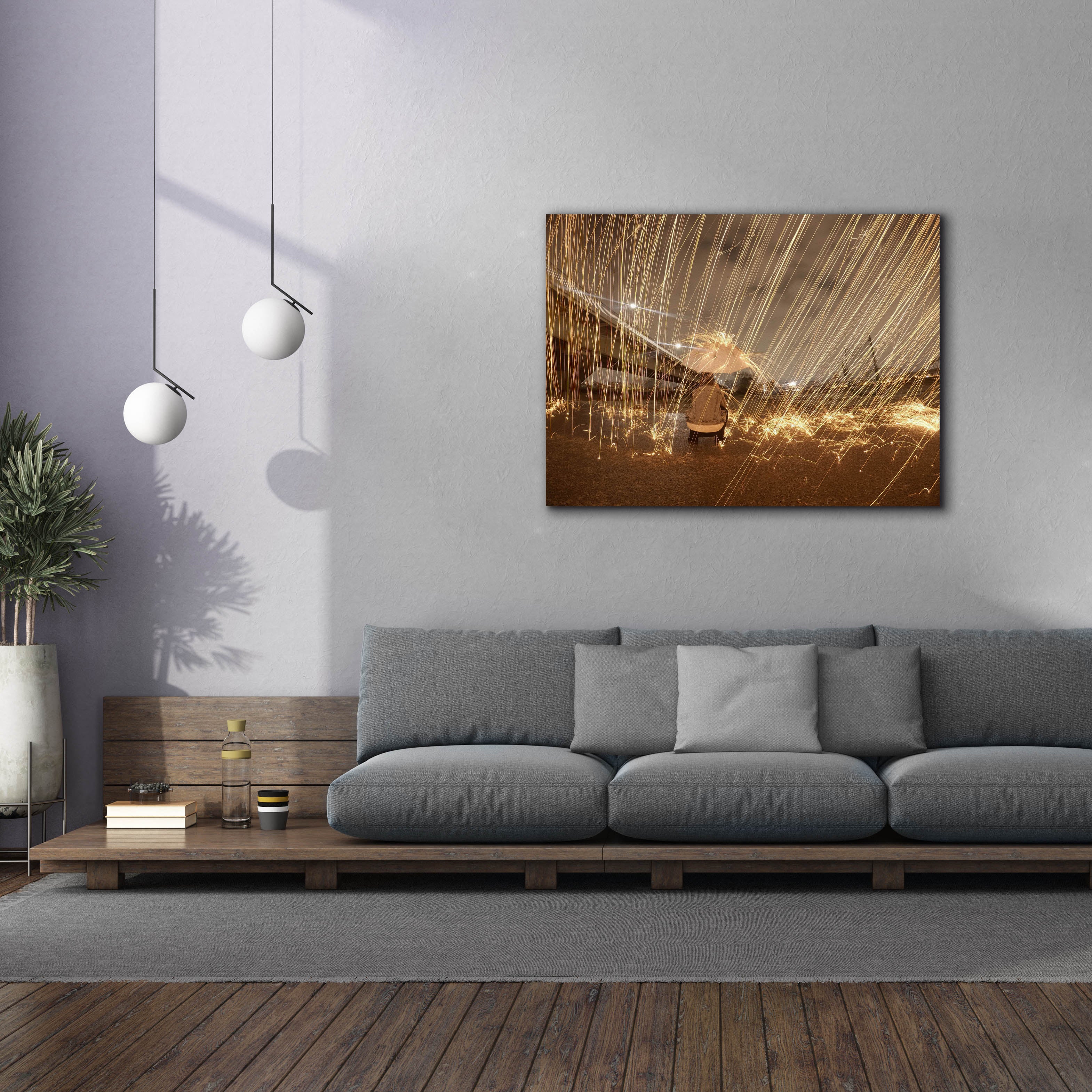 'Metallic Rain' by Epic Portfolio, Canvas Wall Art,54 x 40