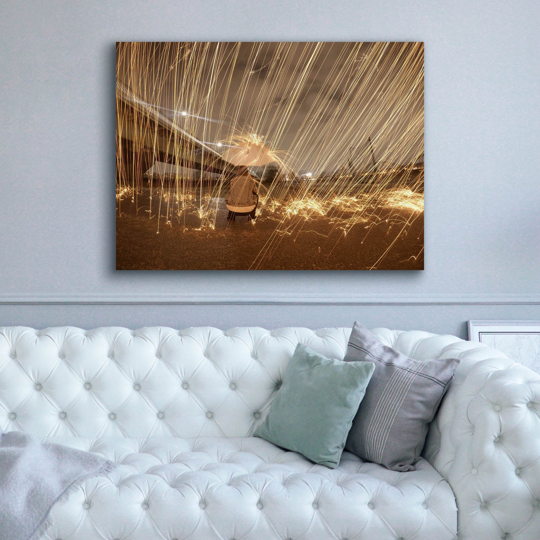 'Metallic Rain' by Epic Portfolio, Canvas Wall Art,54 x 40