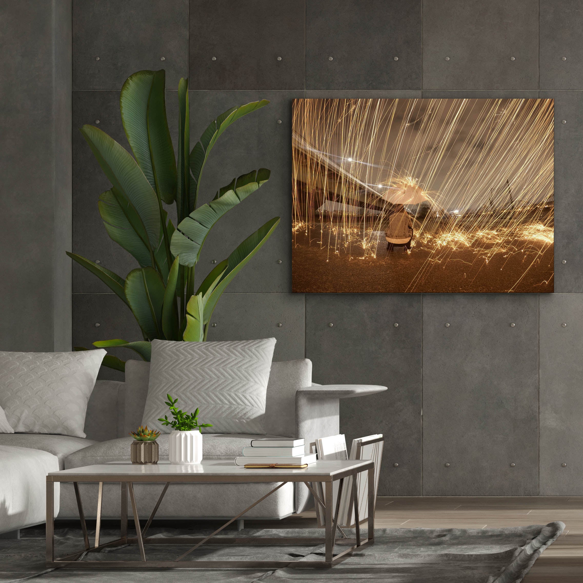 'Metallic Rain' by Epic Portfolio, Canvas Wall Art,54 x 40