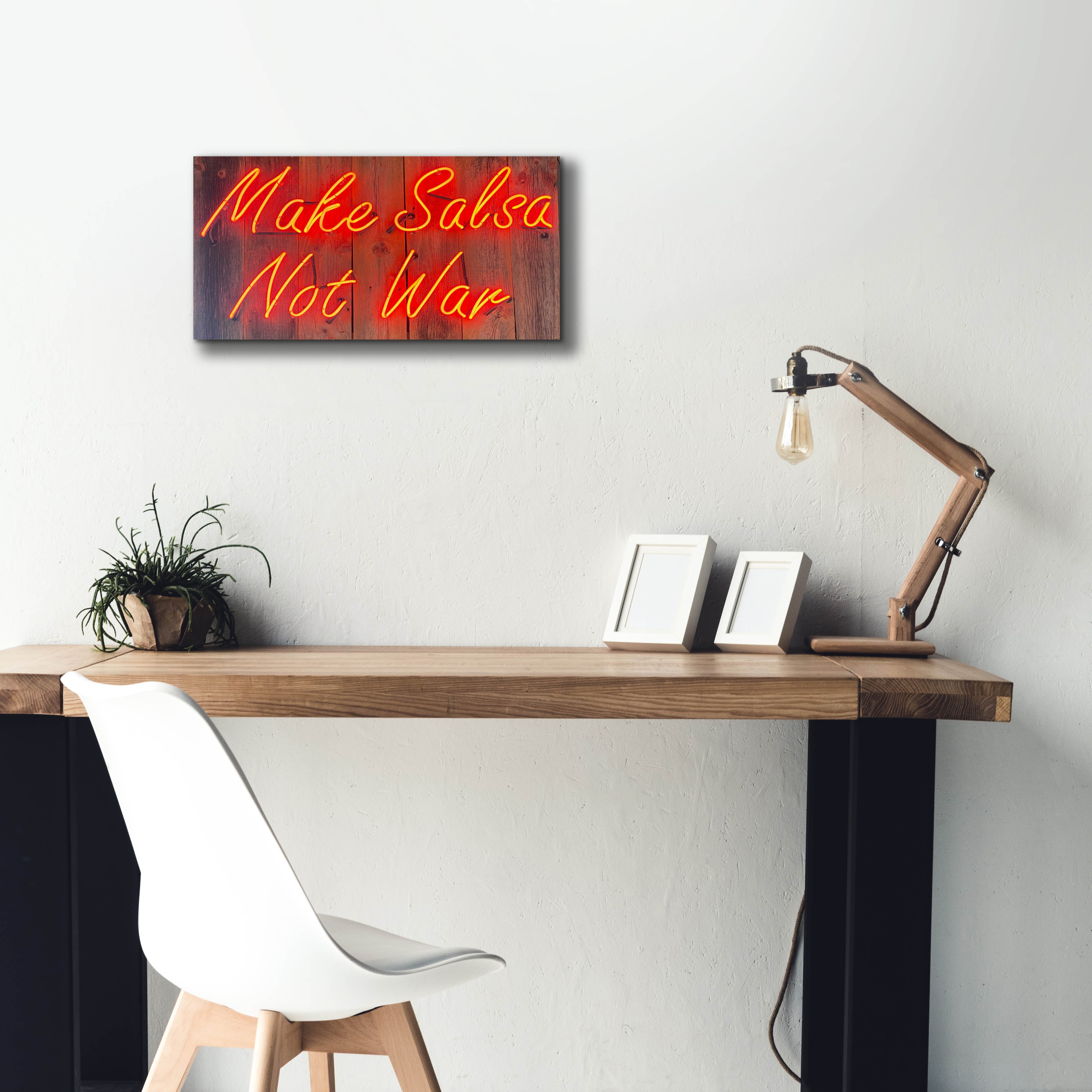 'Make Salsa Not War In Neon Rd' by Epic Portfolio, Canvas Wall Art,24 x 12