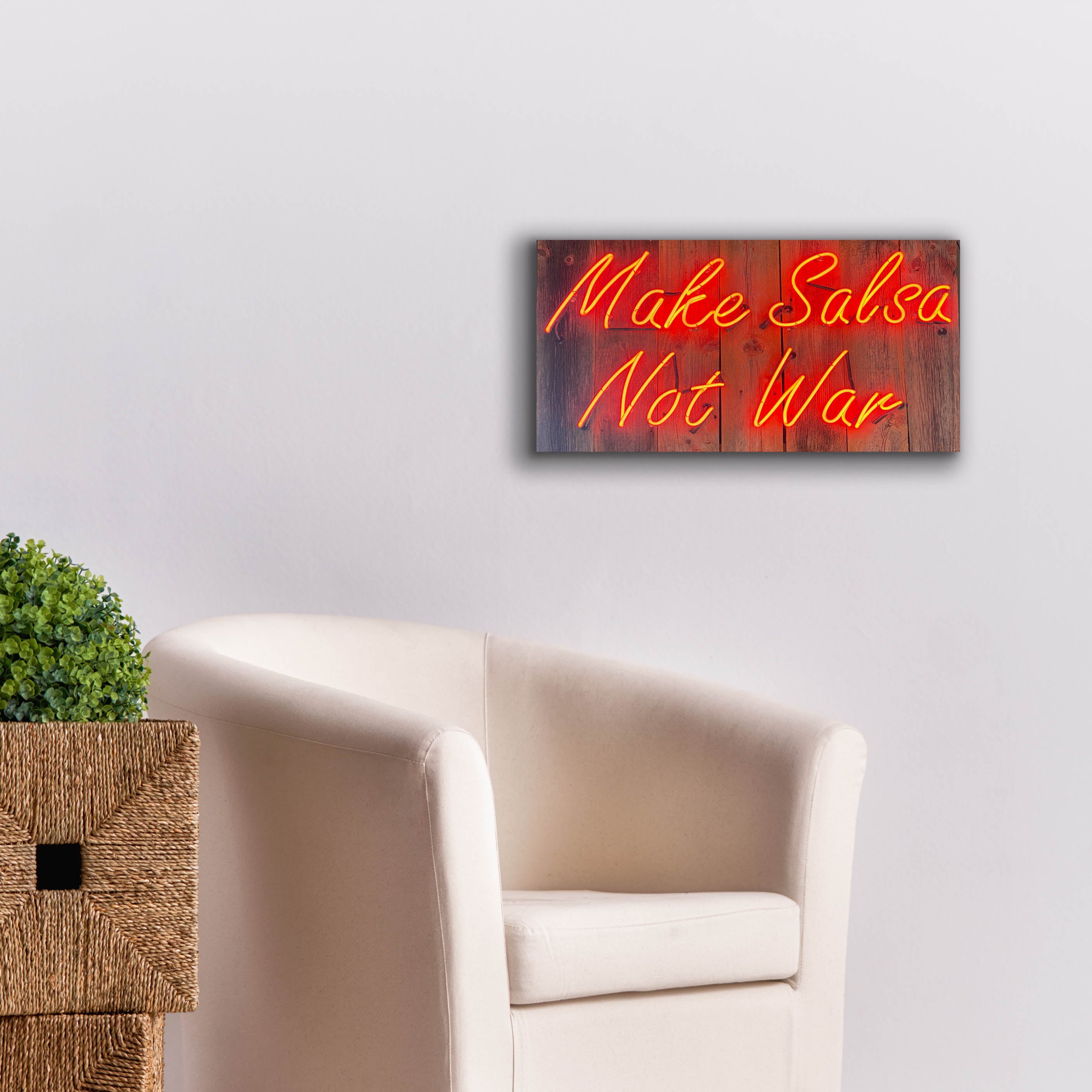 'Make Salsa Not War In Neon Rd' by Epic Portfolio, Canvas Wall Art,24 x 12
