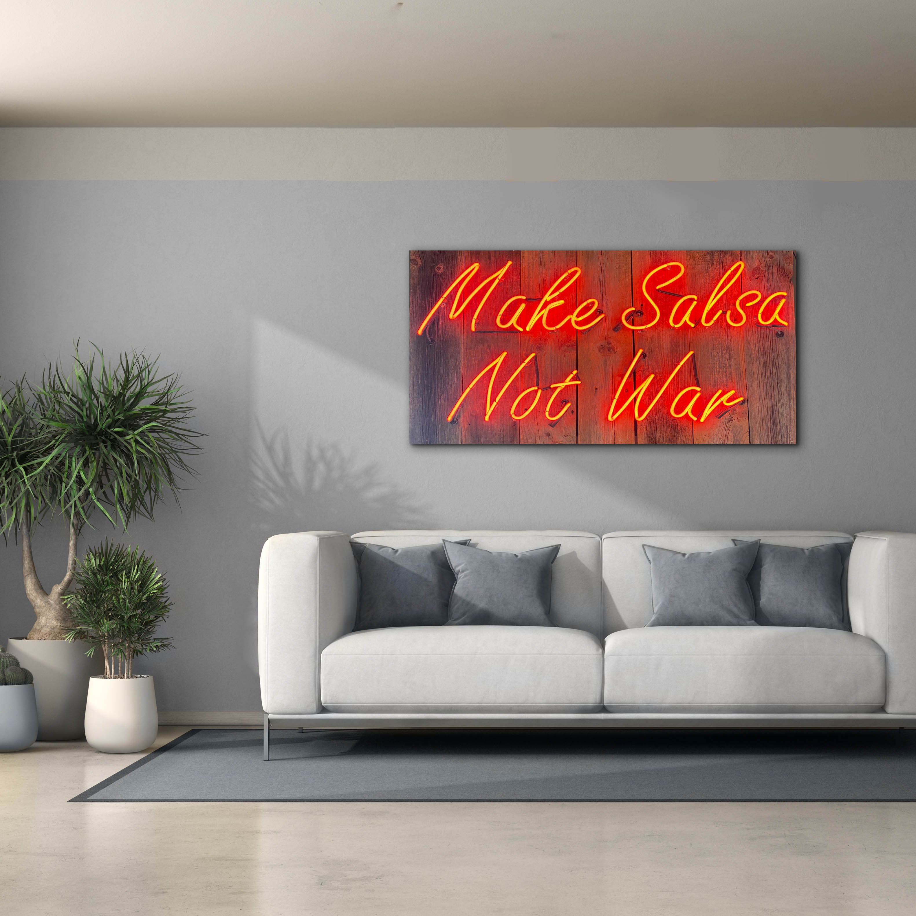 'Make Salsa Not War In Neon Rd' by Epic Portfolio, Canvas Wall Art,60 x 30