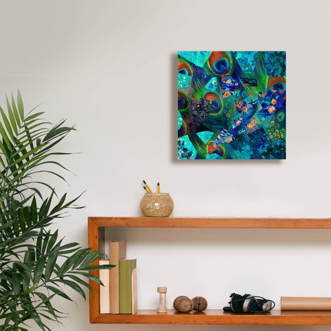 Image of 'Mayura Peacock' by Iris Scott, Canvas Wall Art,12 x 12