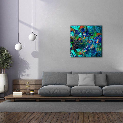 Image of 'Mayura Peacock' by Iris Scott, Canvas Wall Art,37 x 37