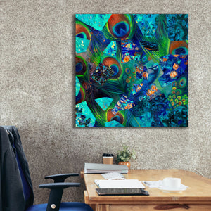 'Mayura Peacock' by Iris Scott, Canvas Wall Art,37 x 37