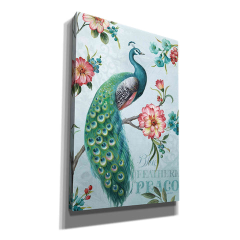 Image of 'Blue Feathered Peacock I' by Lisa Audit, Canvas Wall Art