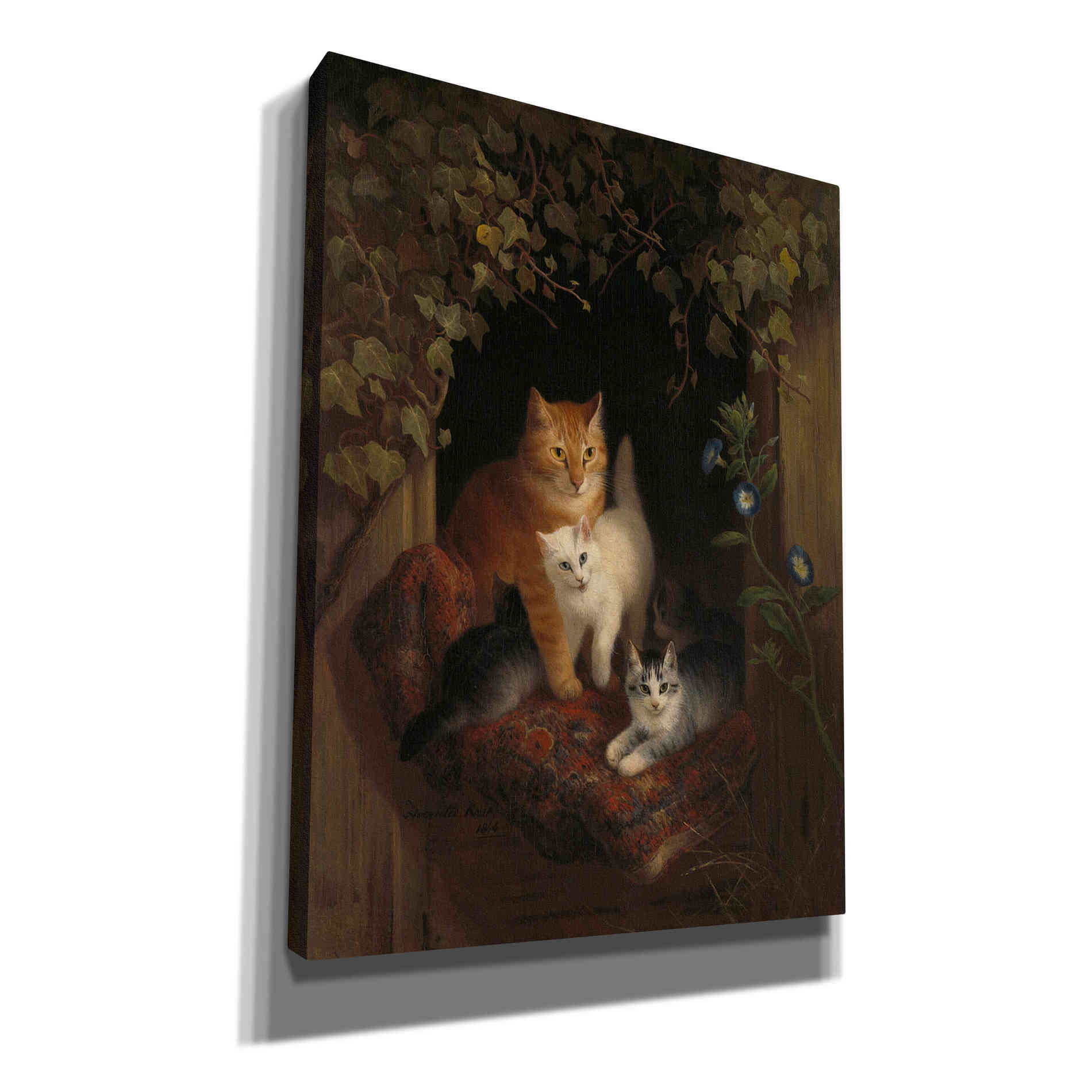 'Cat with Kittens' by Henriette Ronner-Knip, Canvas Wall Art,Size B Portrait