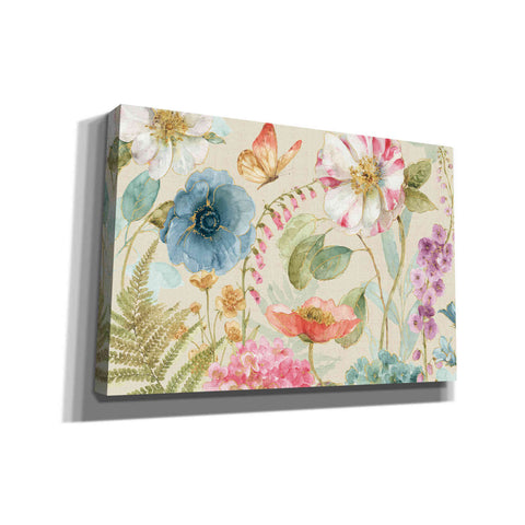 Image of 'Rainbow Seeds Flowers I on Linen' by Lisa Audit, Canvas Wall Art