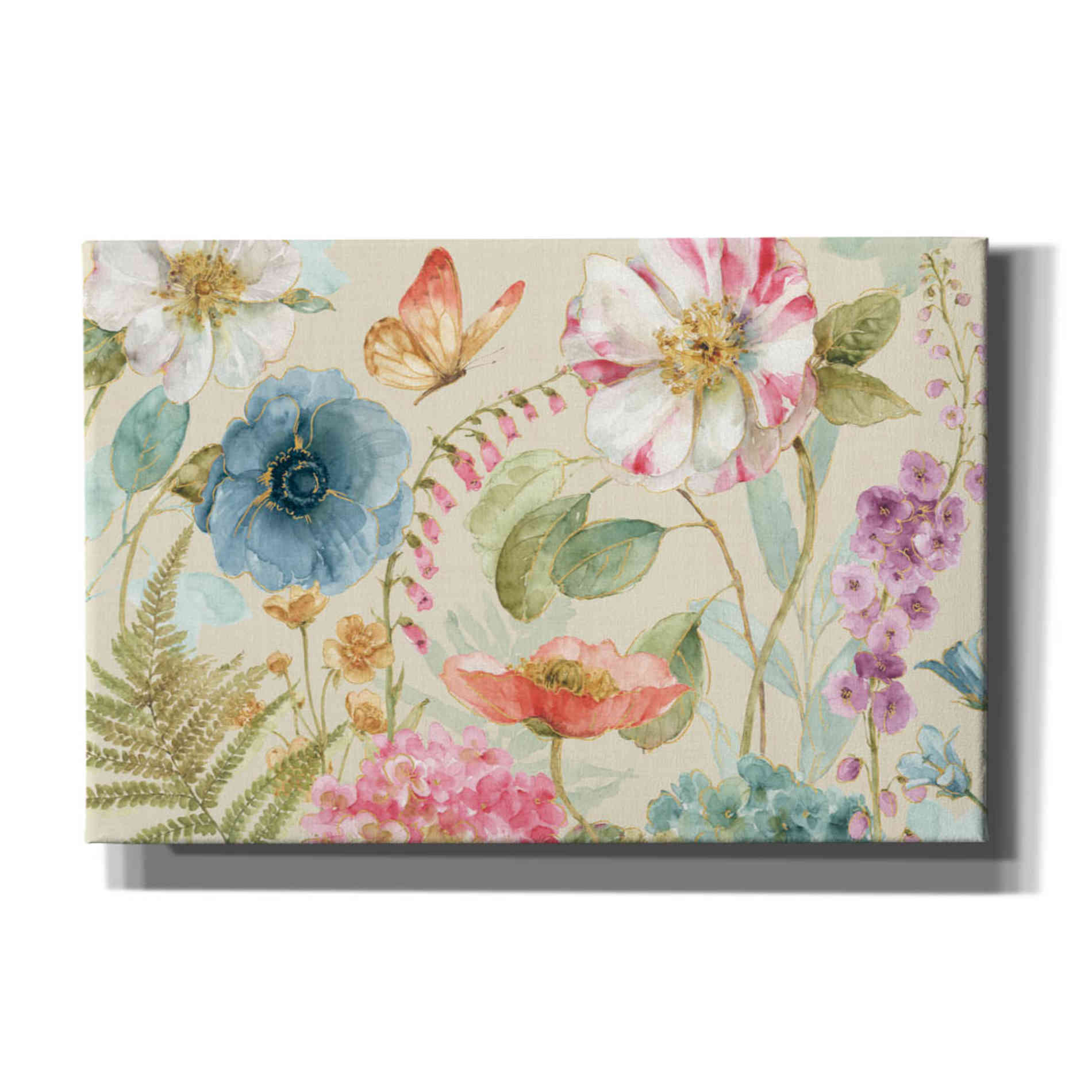 'Rainbow Seeds Flowers I on Linen' by Lisa Audit, Canvas Wall Art