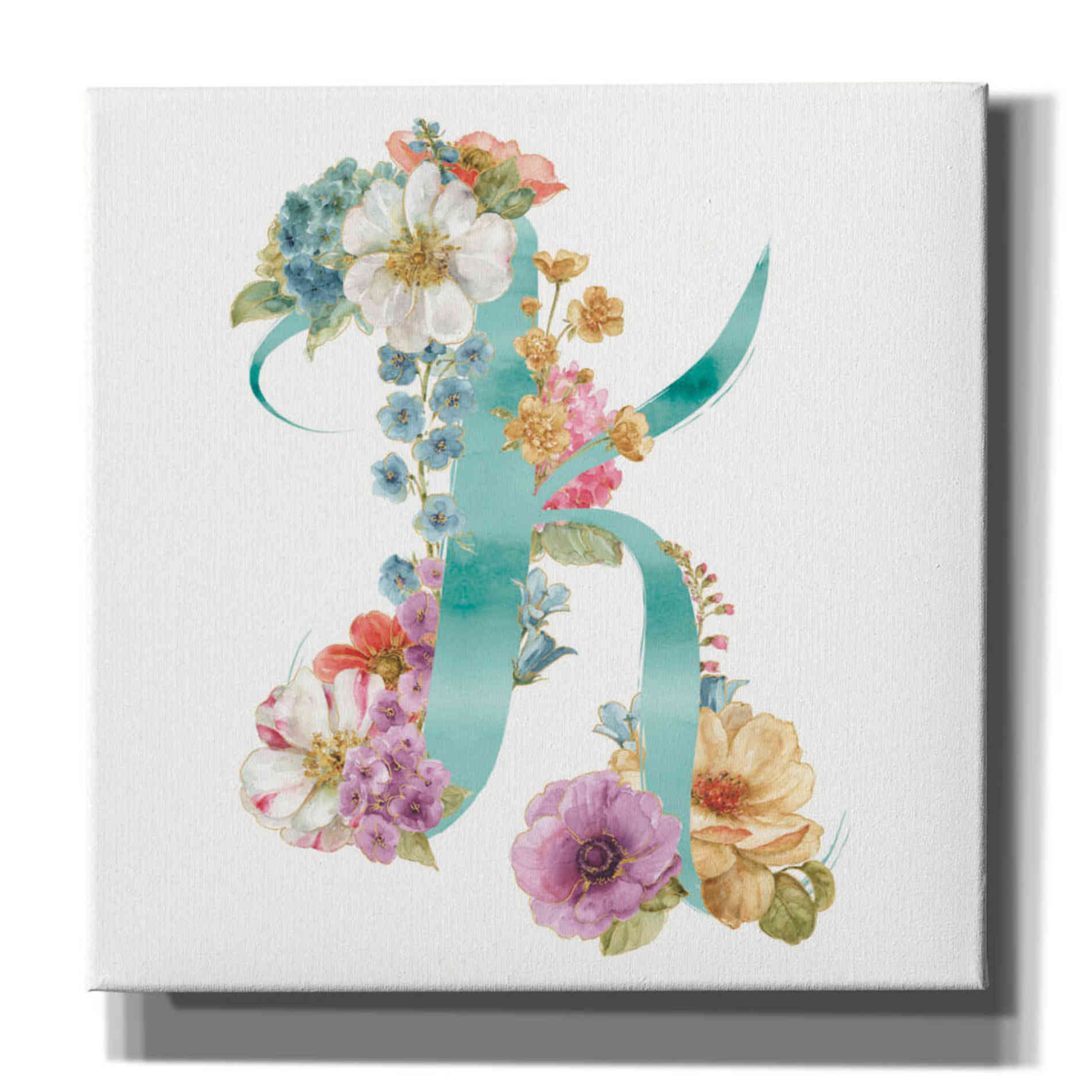 'Rainbow Seeds Monogram K' by Lisa Audit, Canvas Wall Art