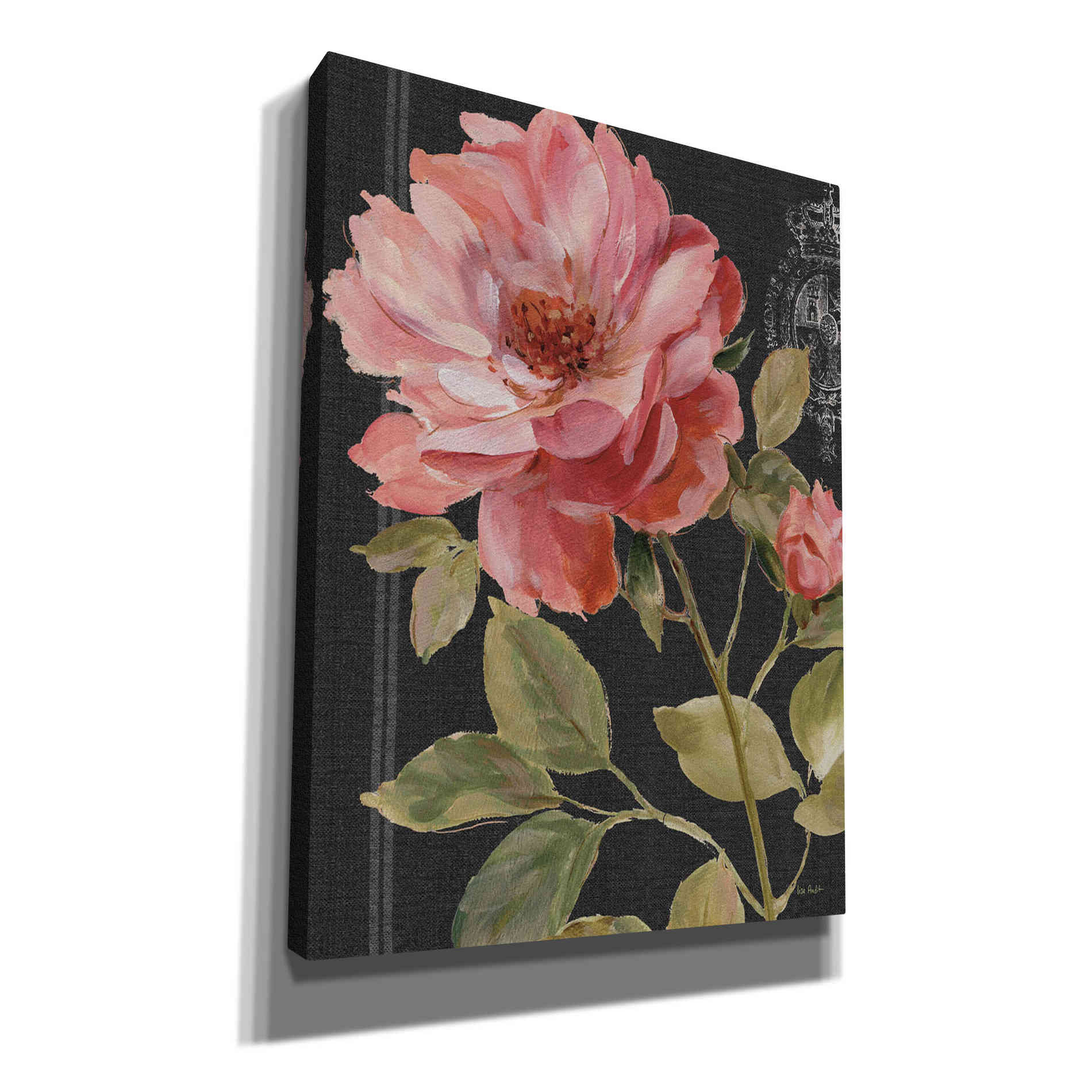 'Harmonious Rose Black' by Lisa Audit, Canvas Wall Art